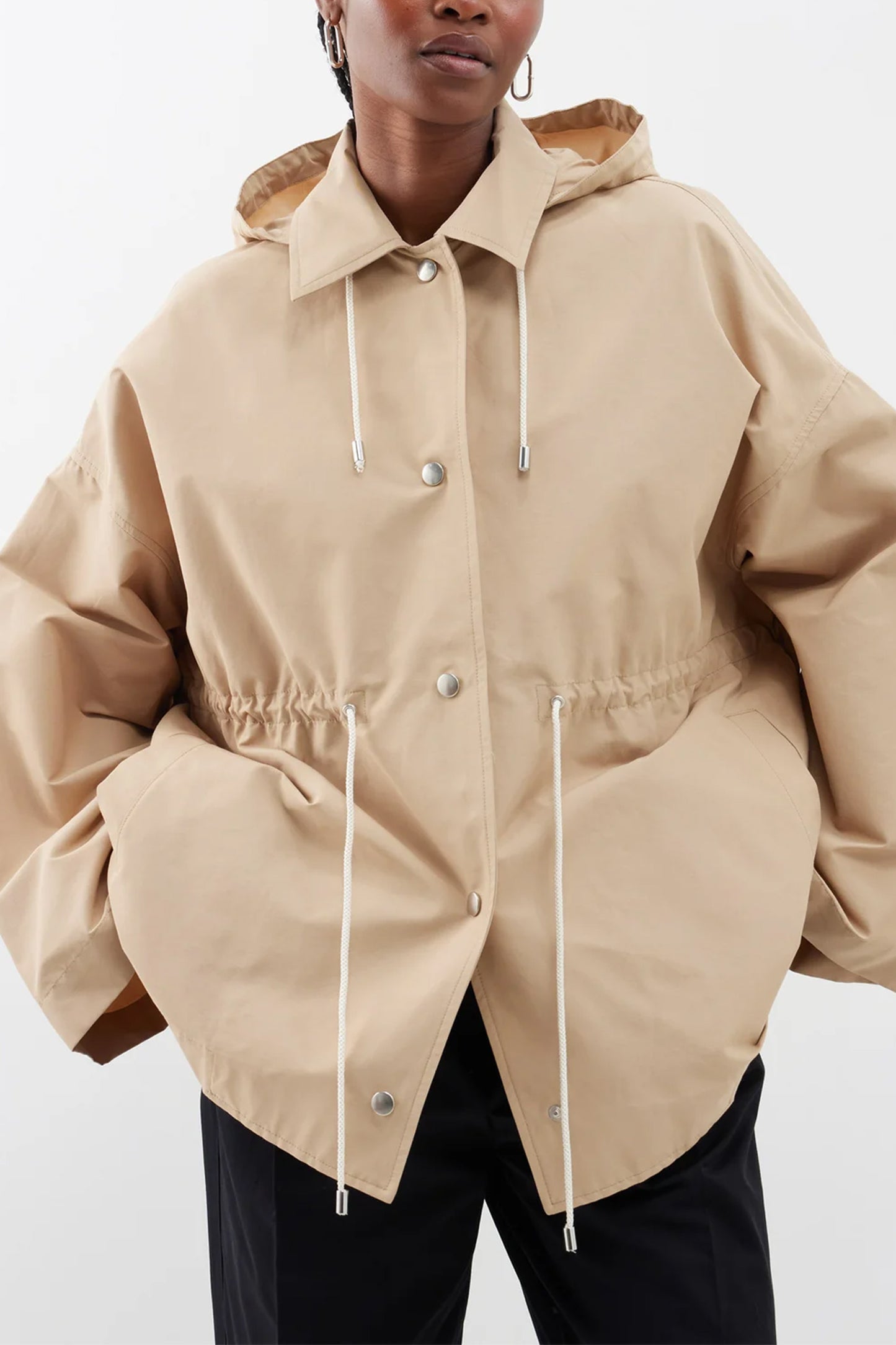 Hooded Drawcord-waist Cotton-blend Parka