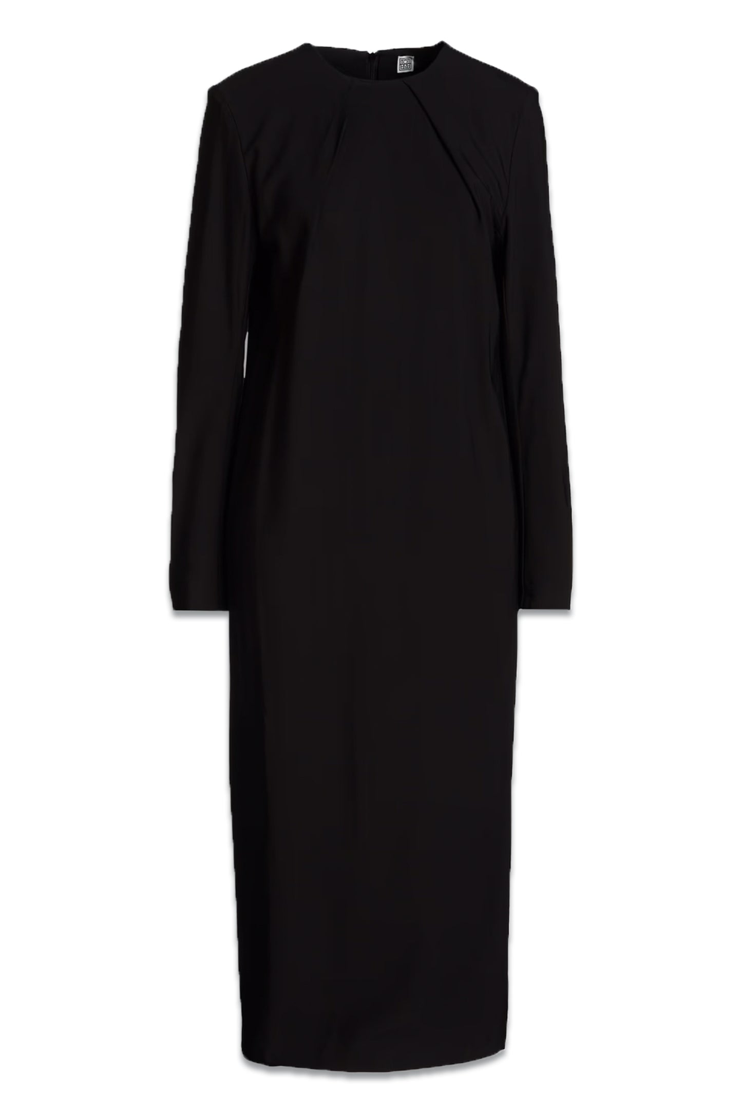Pleated Crepe Midi Dress