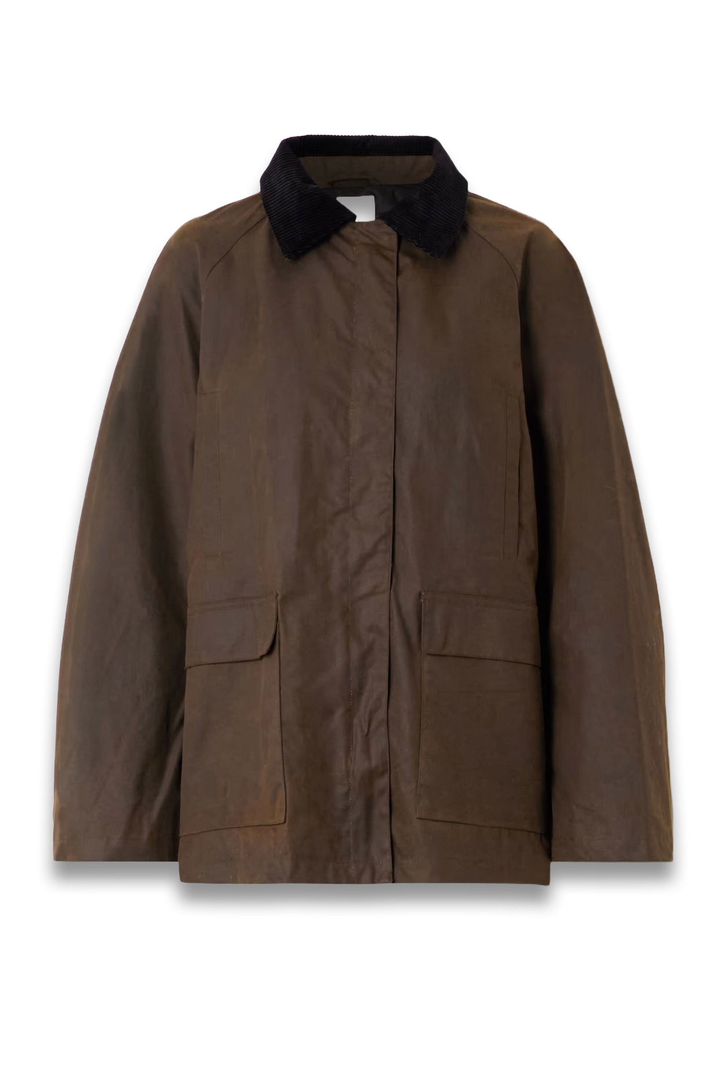 Oversized Corduroy-Trimmed Waxed Organic Cotton Jacket