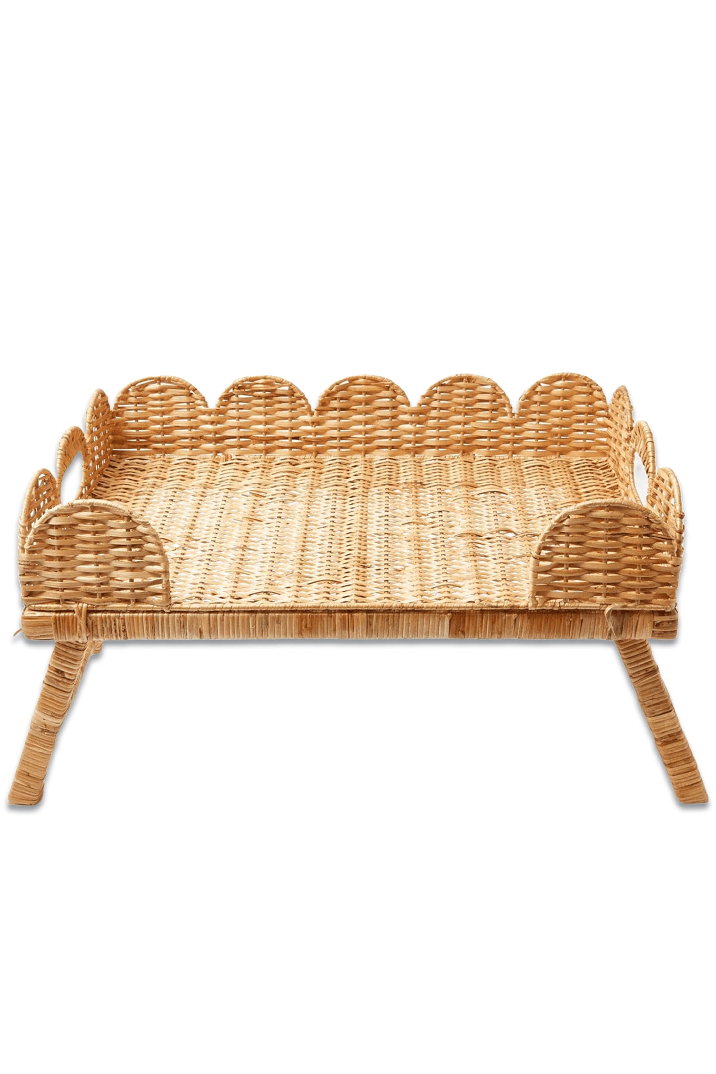 Natural Scalloped Rattan Breakfast Tray