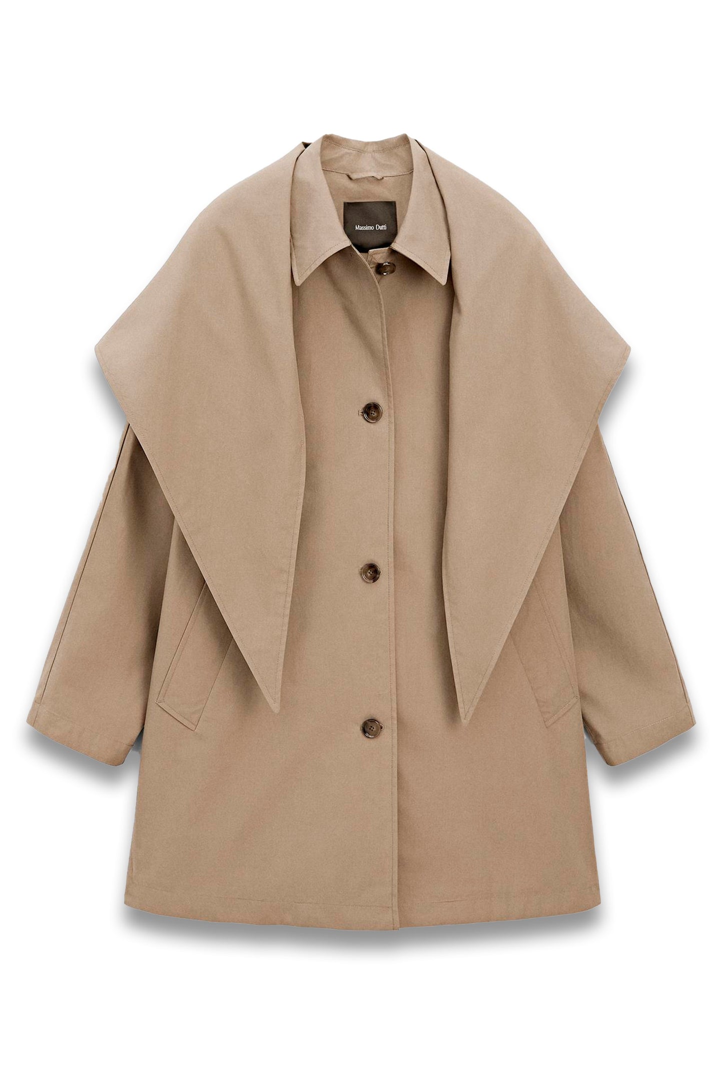Trench coat with detachable scarf detail
