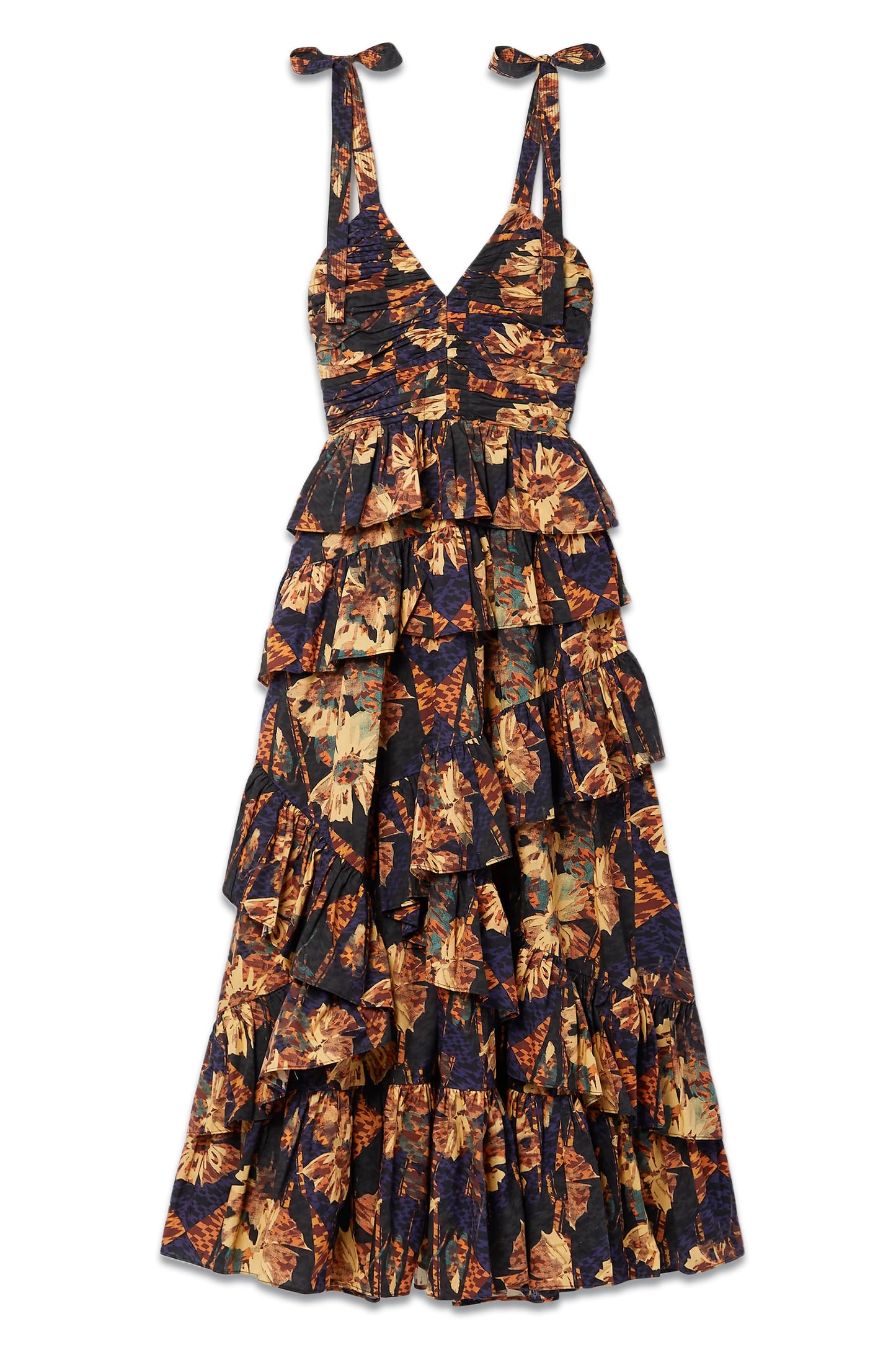 Candace Ruffled Printed Cotton-voile Midi Dress