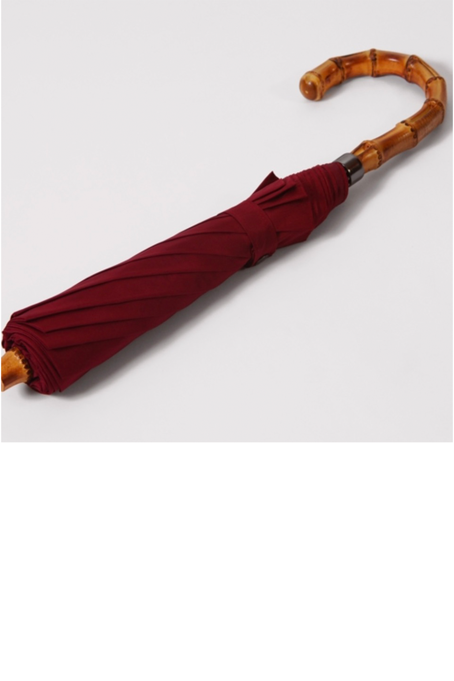 Whangee Cane Crook Handle Burgundy Telescopic Foldable Umbrella