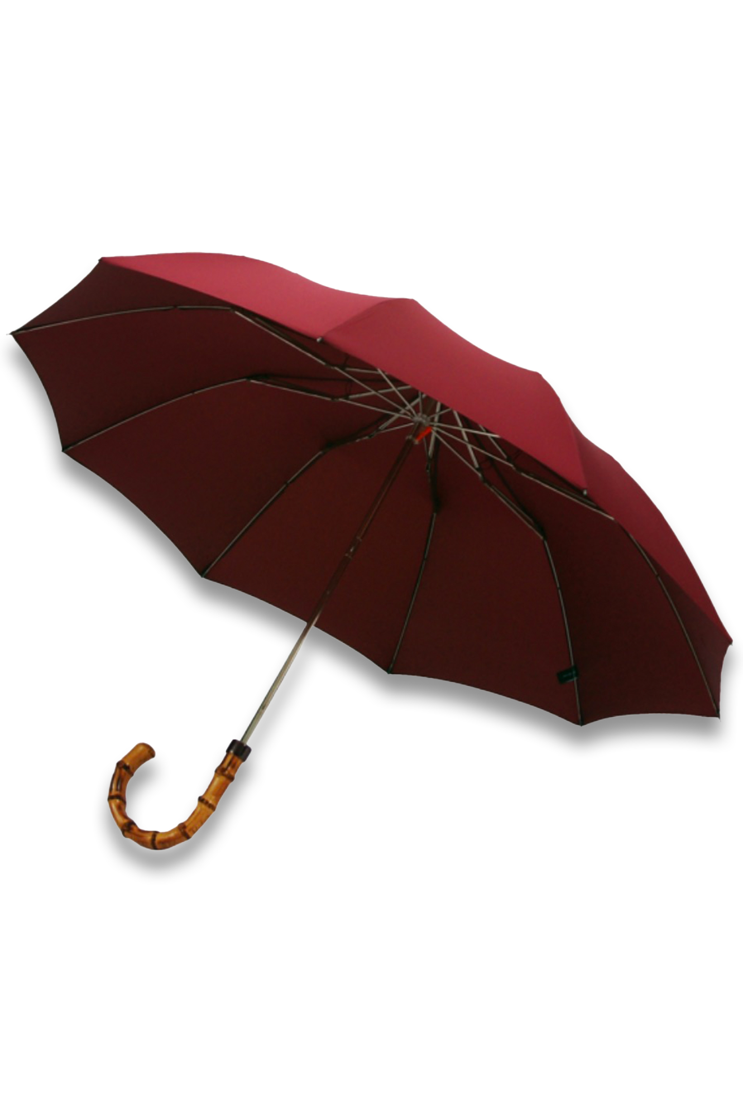 Whangee Cane Crook Handle Burgundy Telescopic Foldable Umbrella