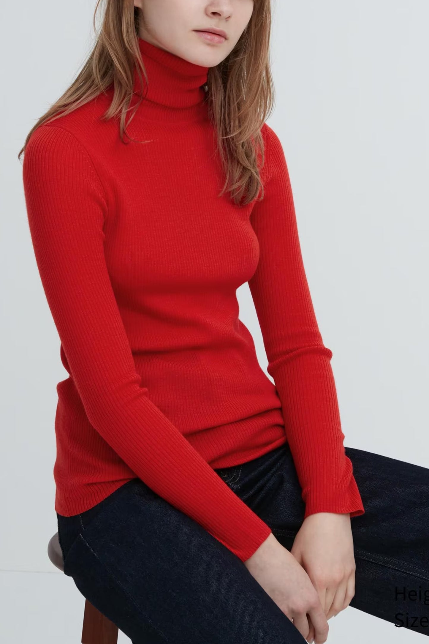 100% Extra Fine Merino Ribbed Turtleneck Jumper In Red