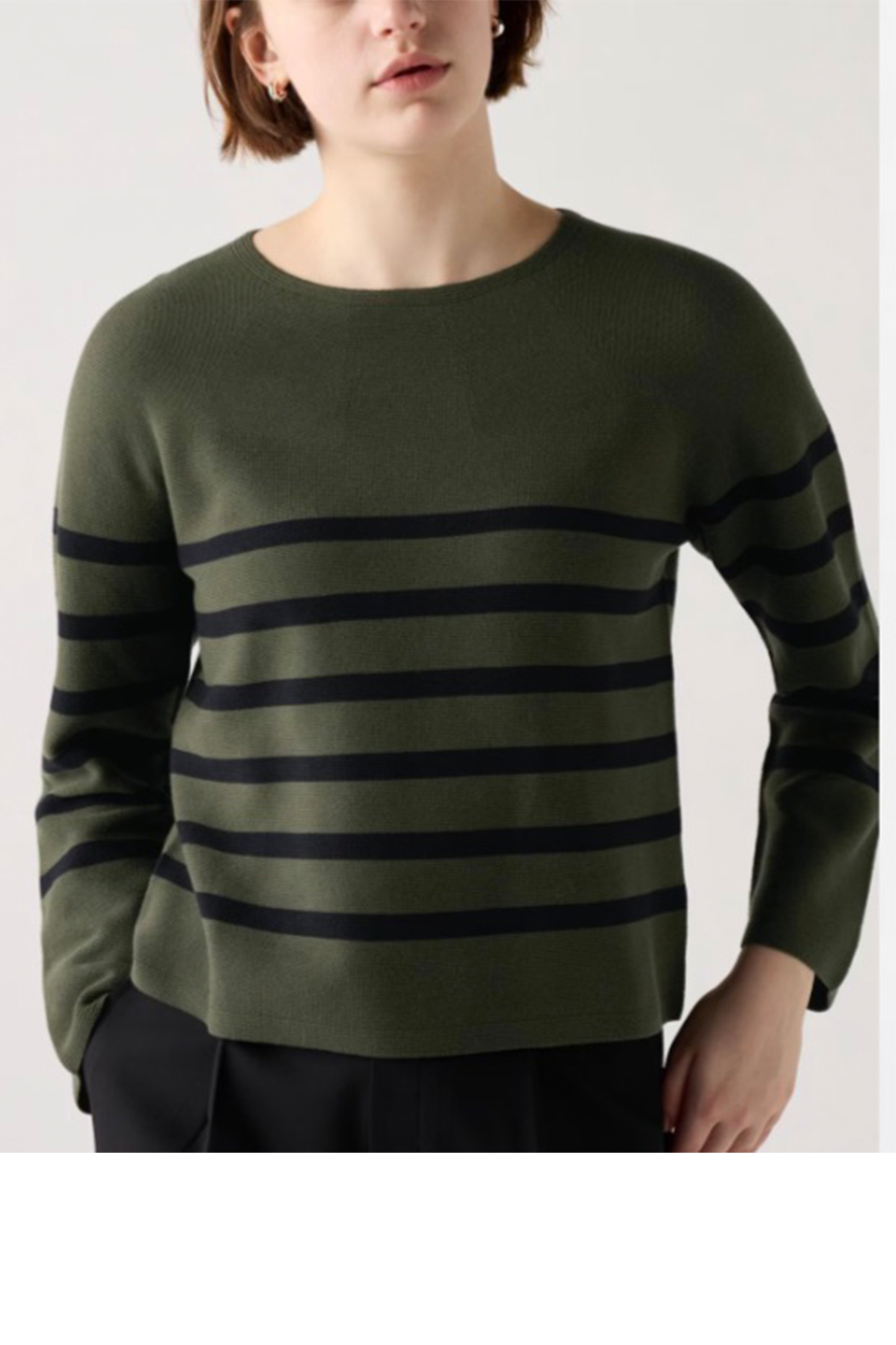 3D Knit Cotton Crew Neck Jumper (Stripe)