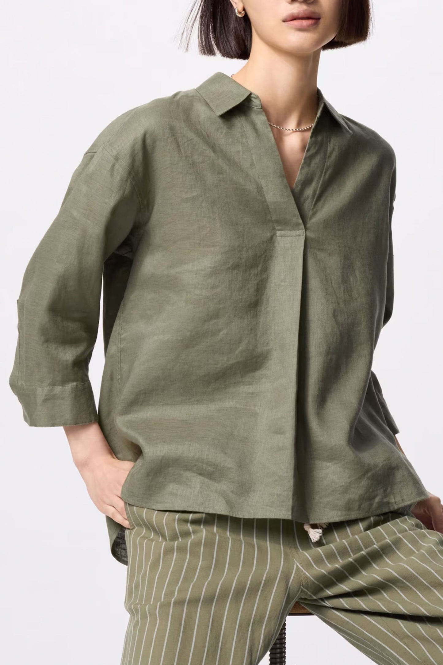 Premium Linen Skipper Collar Shirt