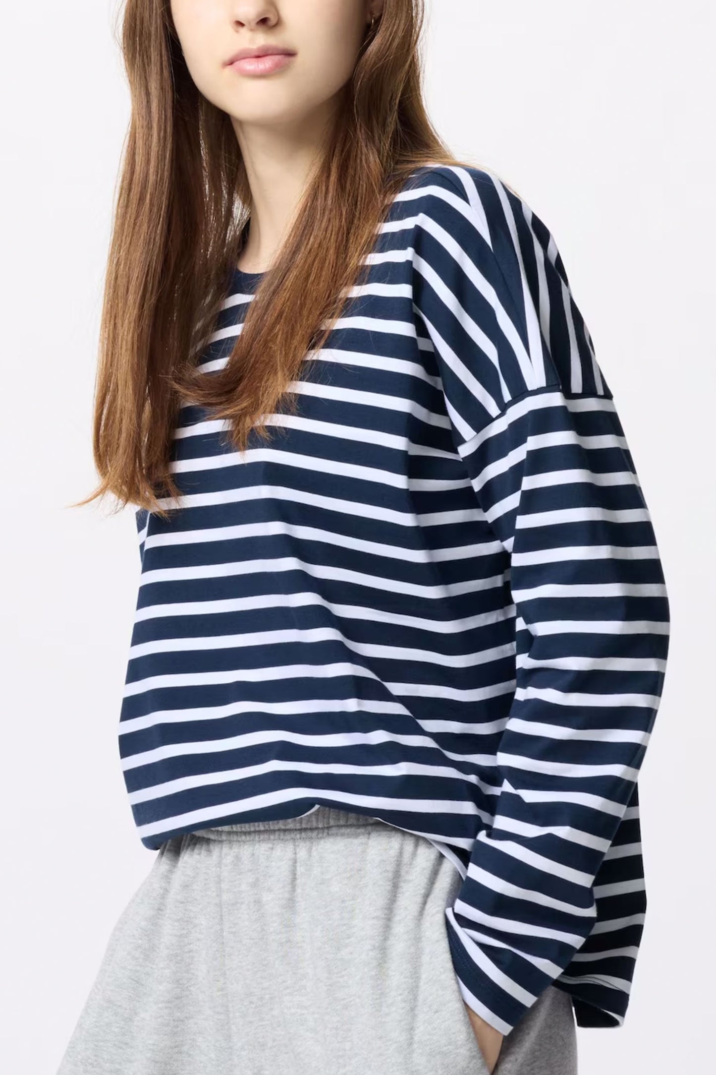 AIRism Cotton T-Shirt, Long Sleeve, Stripe