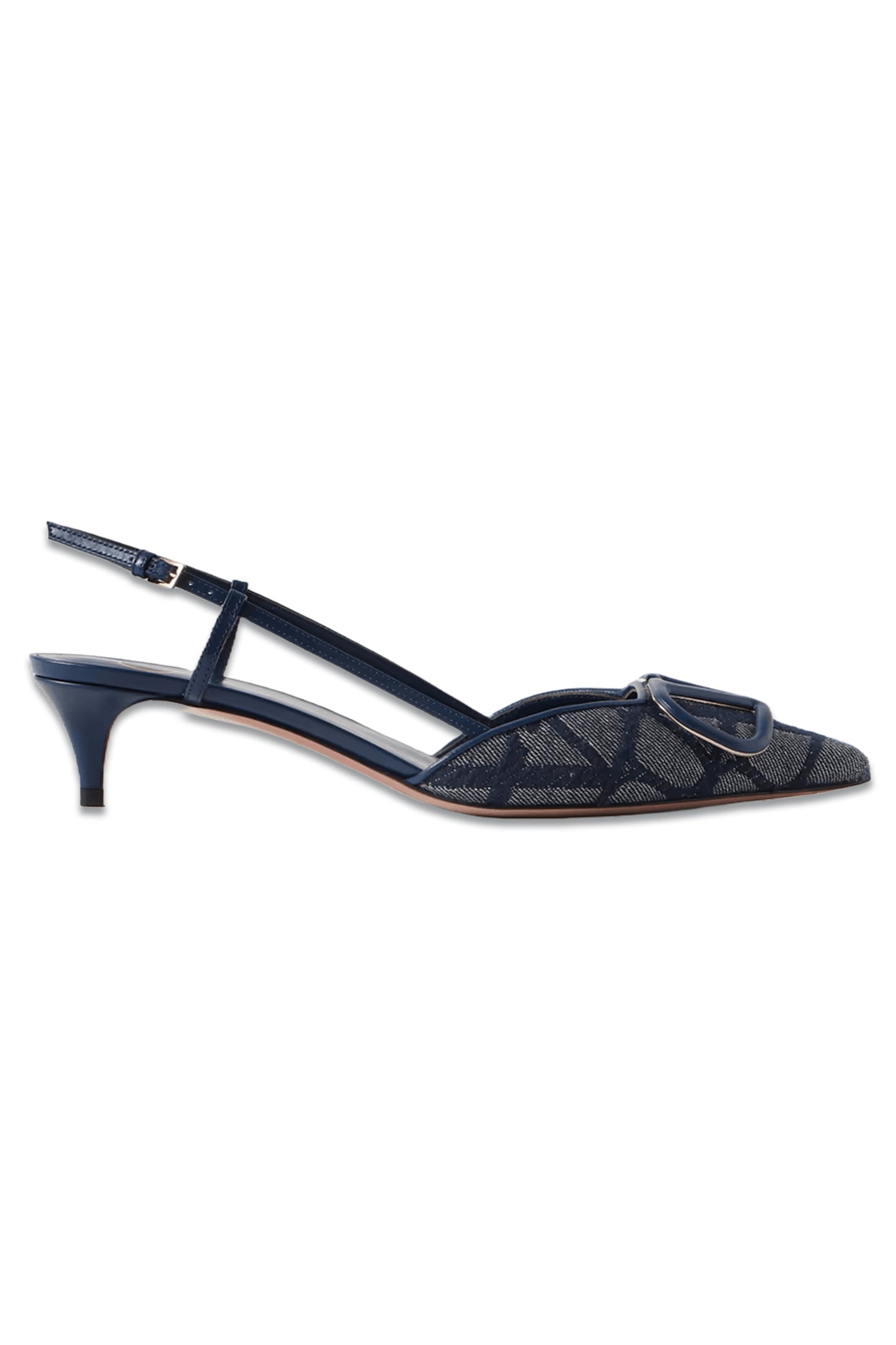 VLOGO 40 Embellished Leather-trimmed Jacquard Slingback Pumps