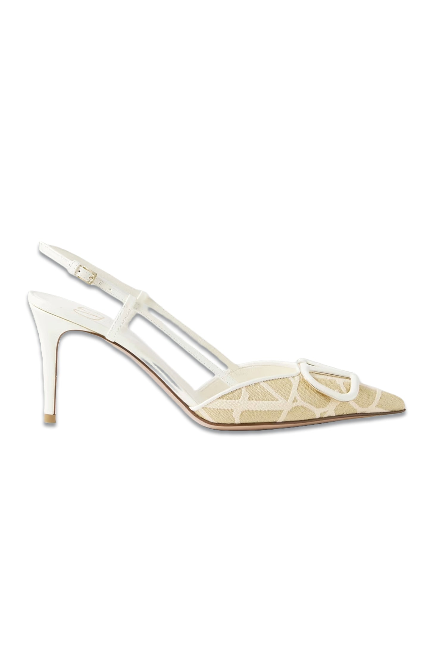 VLOGO 80 Embellished Leather-trimmed Raffia-jacquard Slingback Pumps