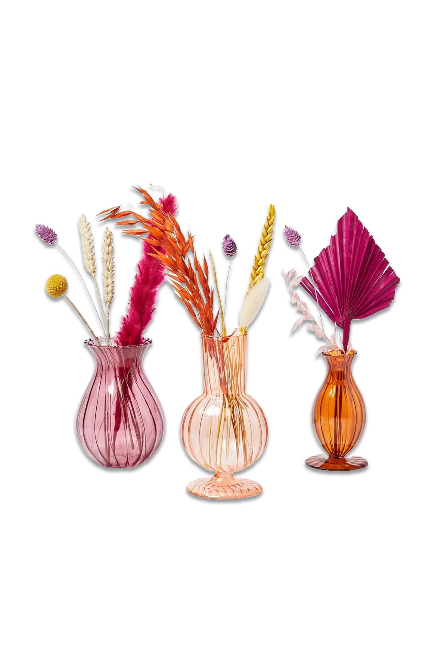 Aude Pink Purple & Orange Glass Bud Vases