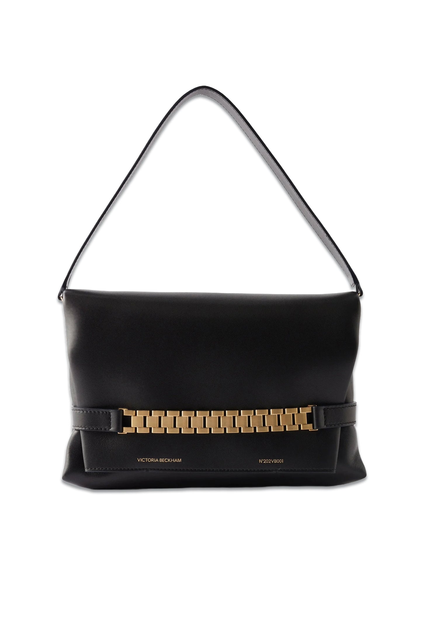 Chain-embellished Leather Handbag