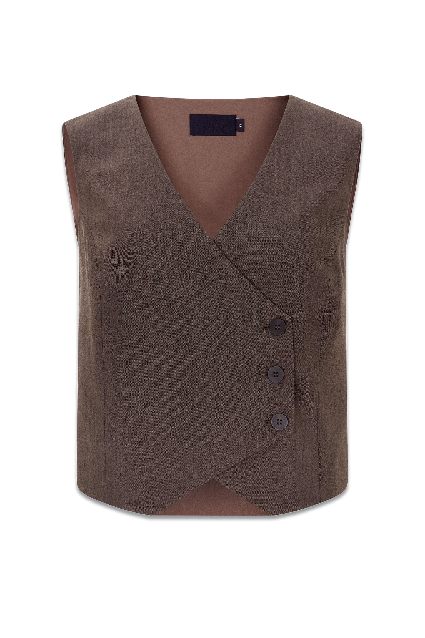 Brown Asymmetric Waistcoat
