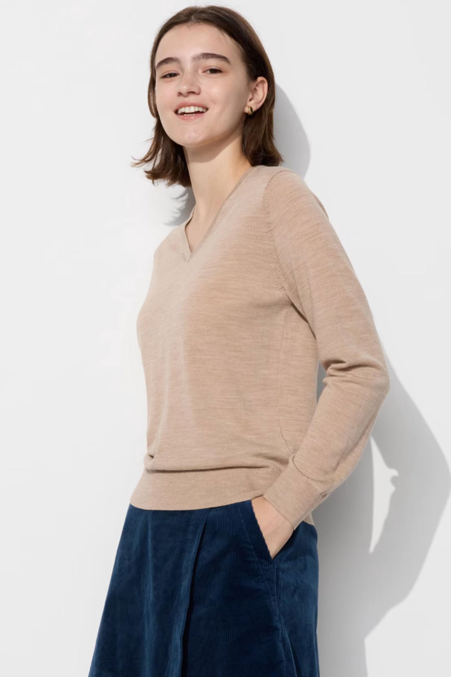 100% Merino V Neck Jumper in Grey