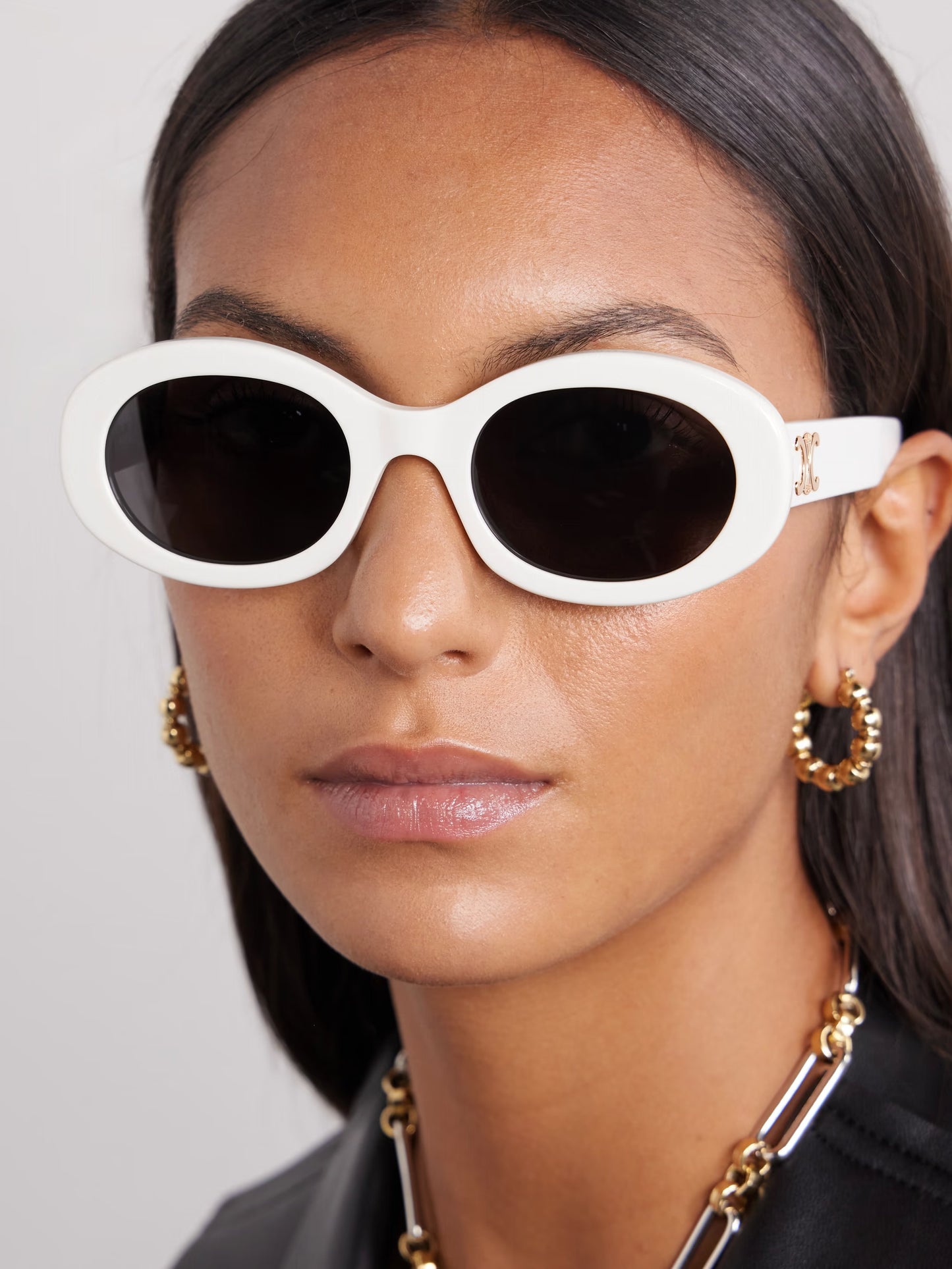 Triomphe oval-frame acetate sunglasses