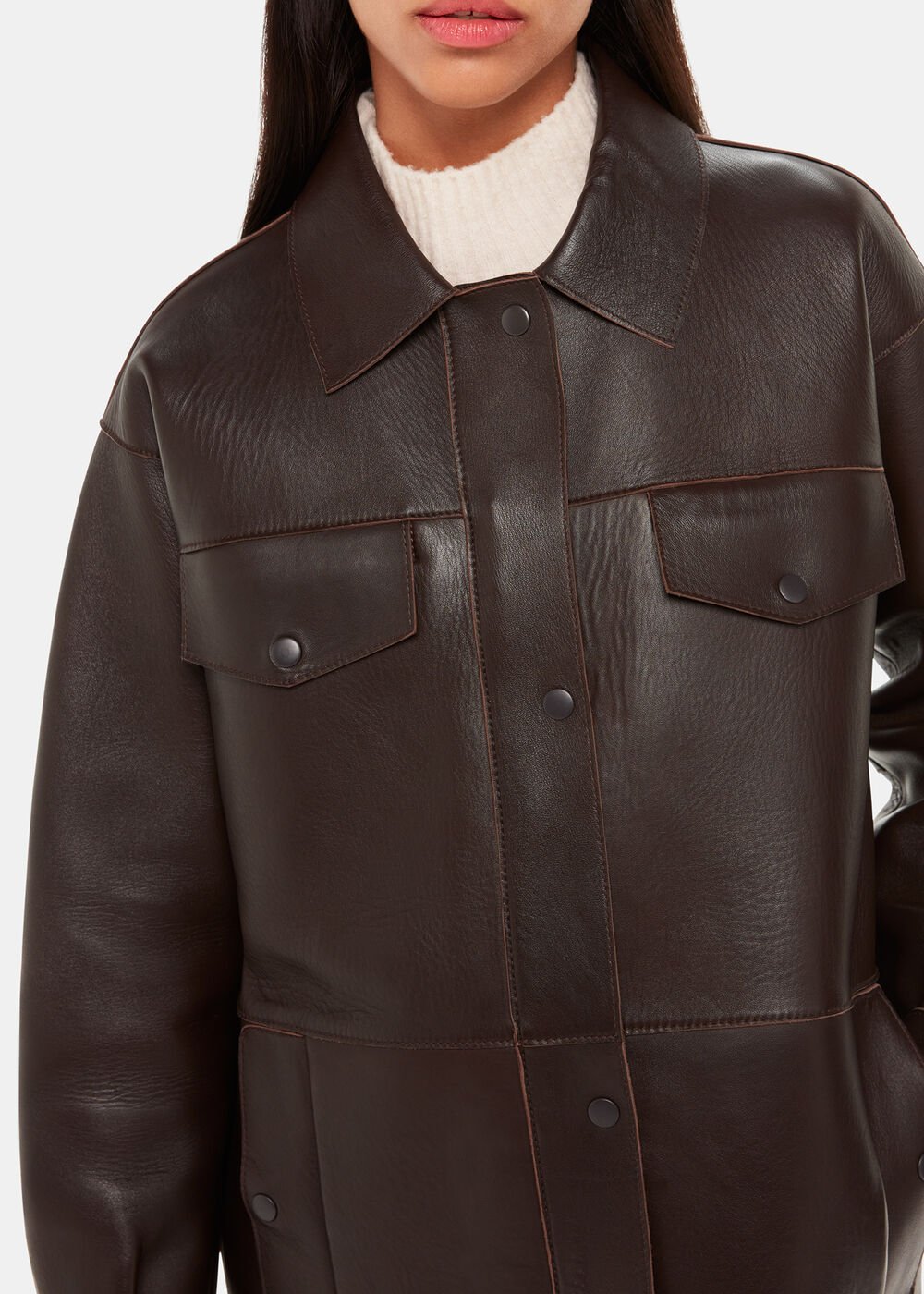 Brown Clean Bonded Leather Jacket