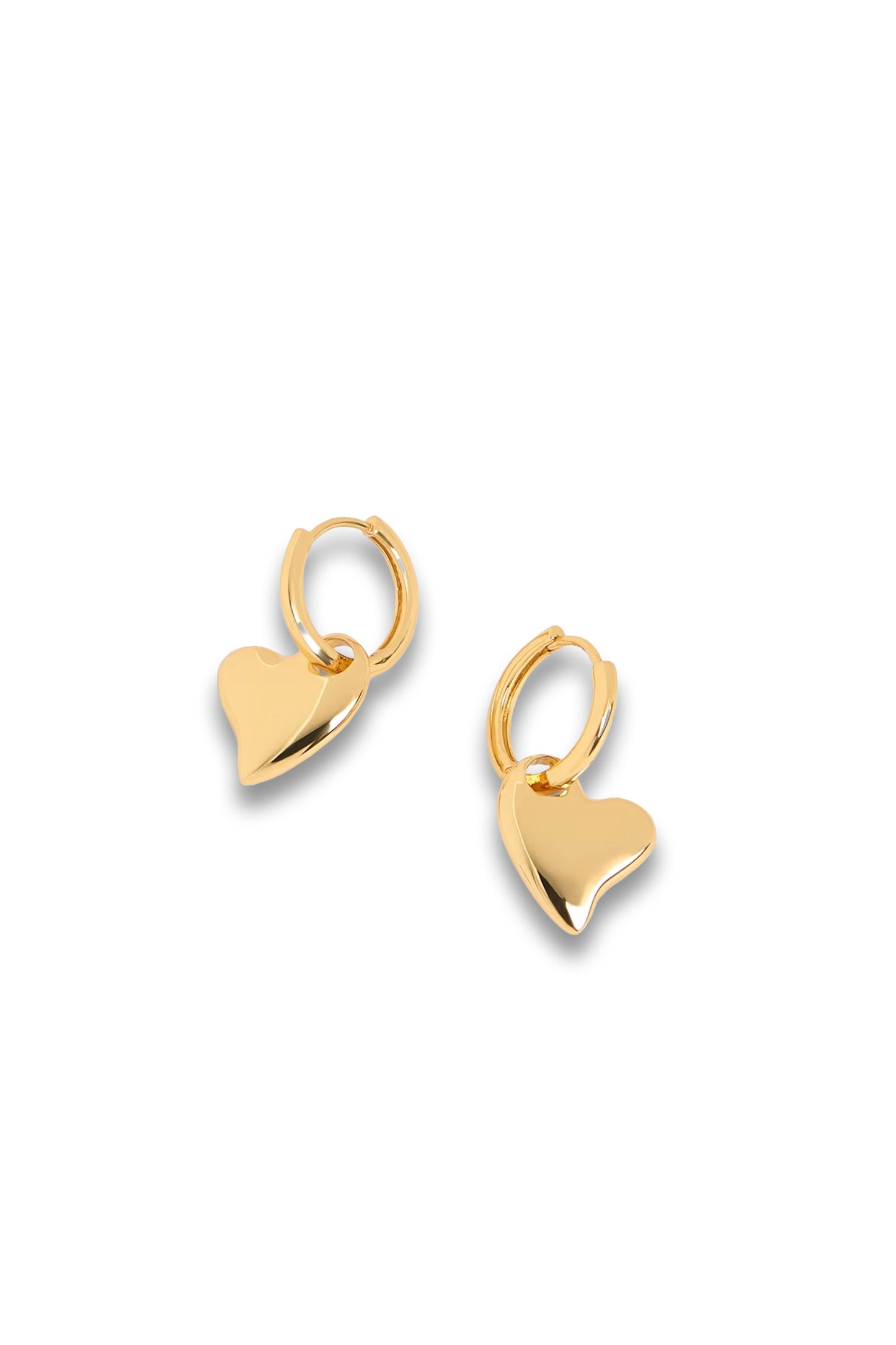 Gold Curved Heart Huggie Hoop