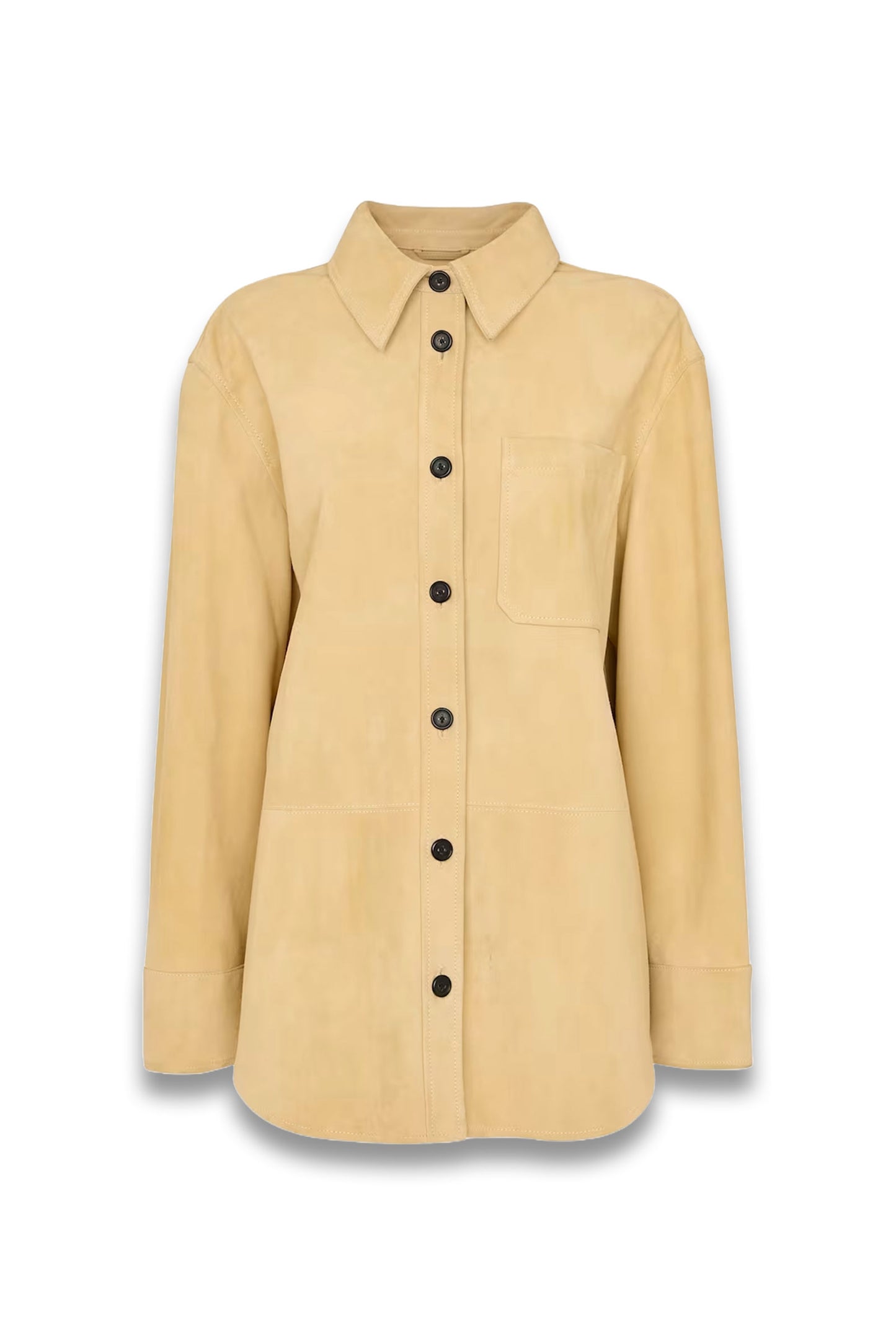 Neutral Sam Suede Leather Overshirt