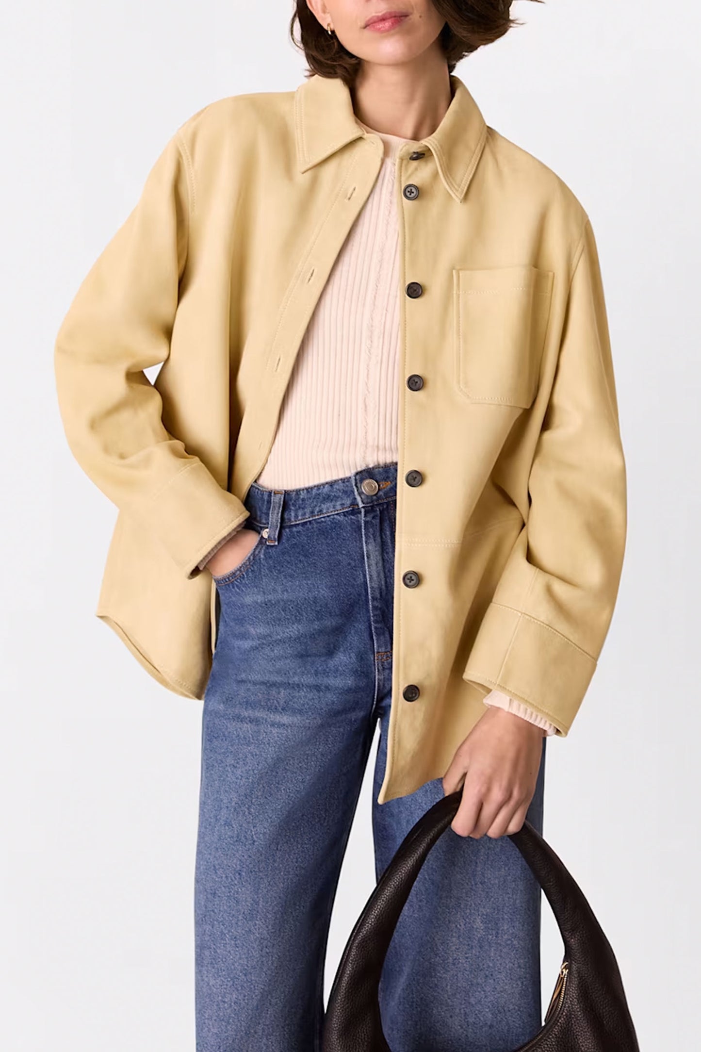 Neutral Sam Suede Leather Overshirt