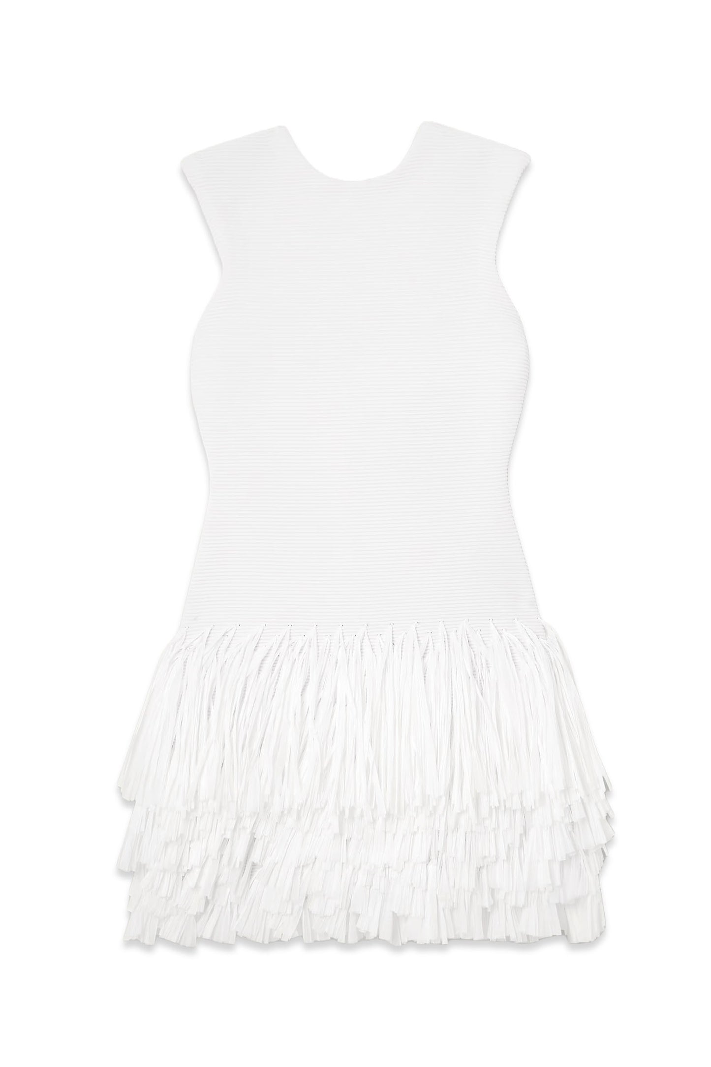 Rushes Raffia-trimmed Ribbed-knit Mini Dress