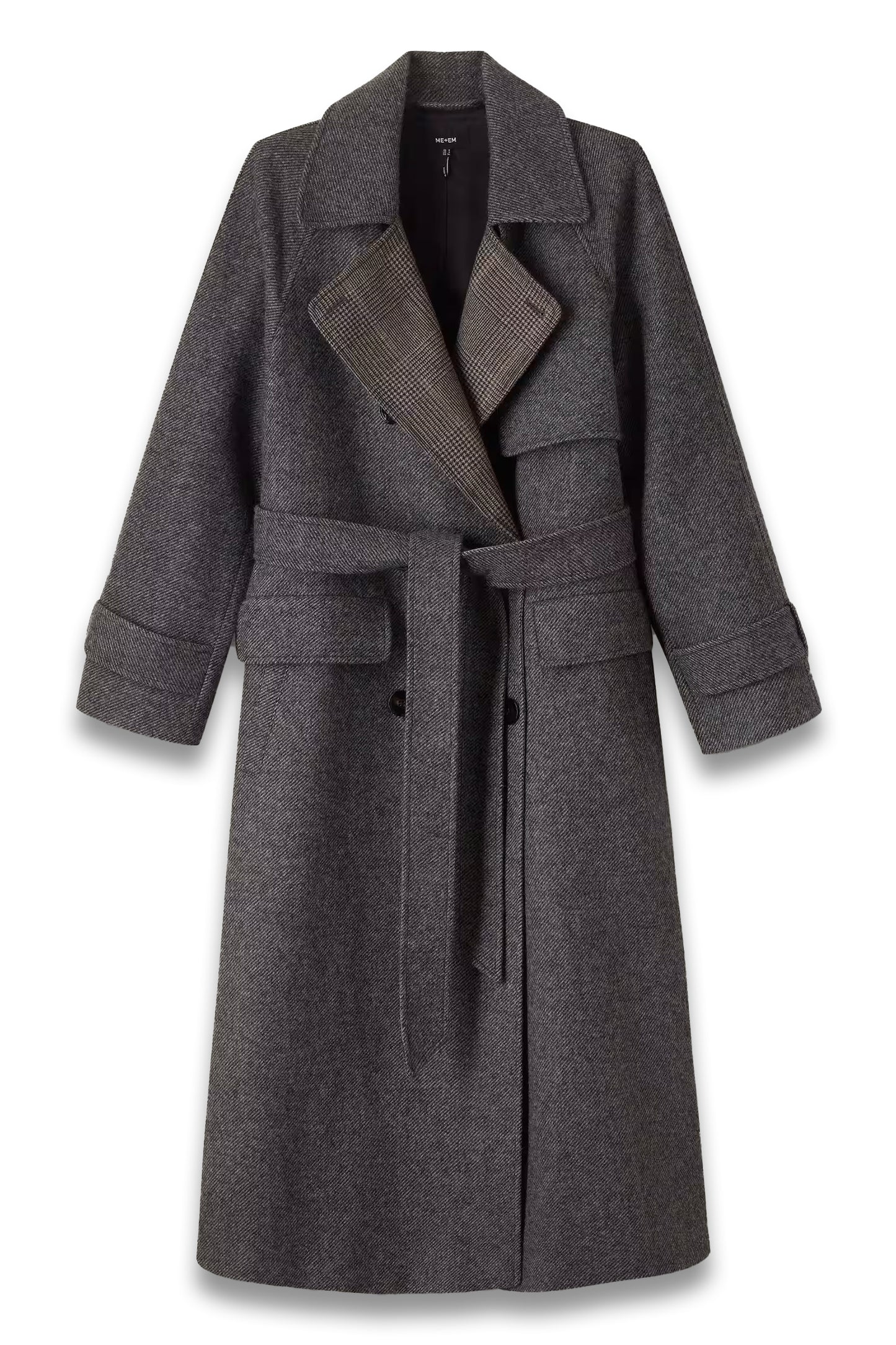 Check Wool Trench Coat