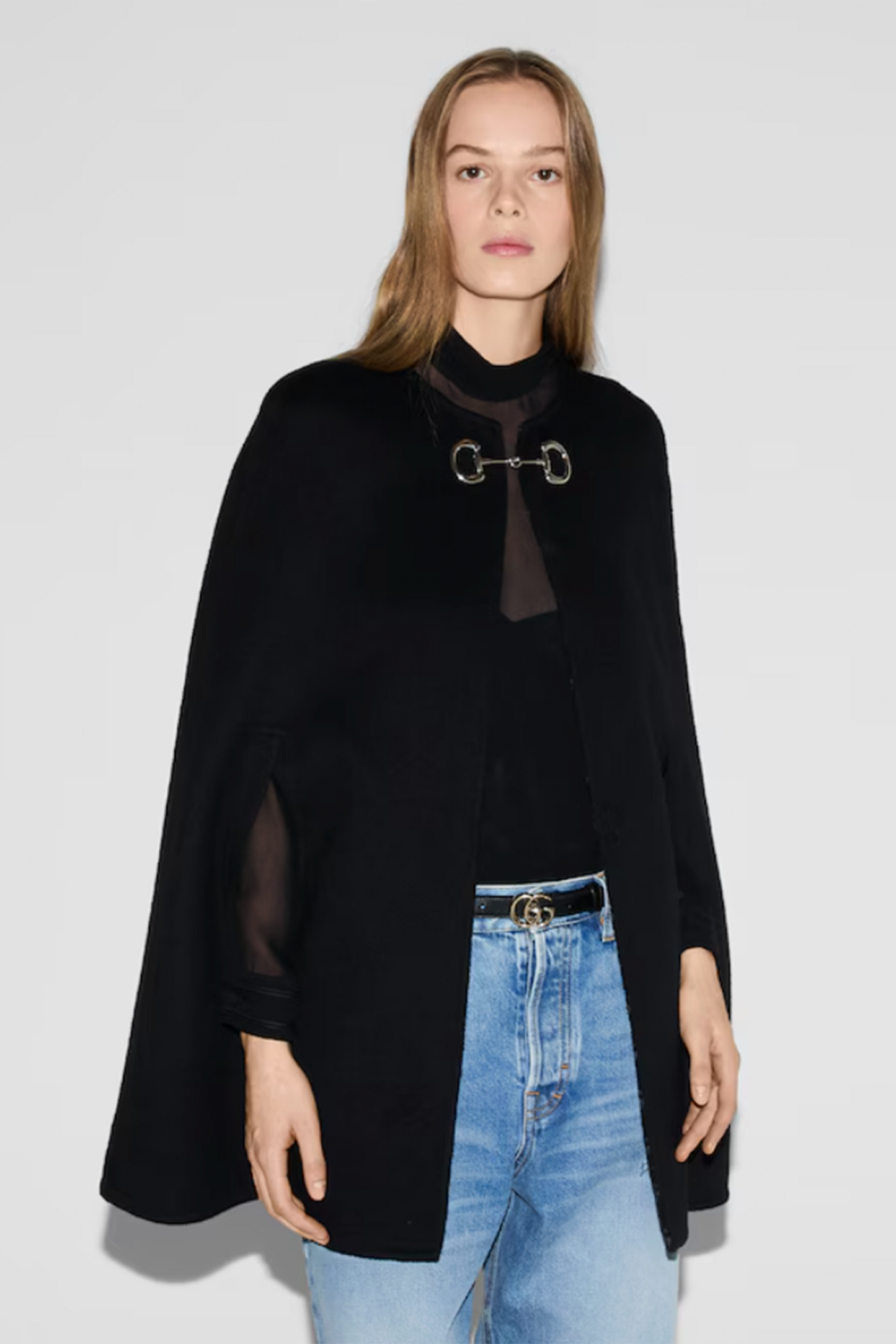 Wool And Silk Horsebit Cape