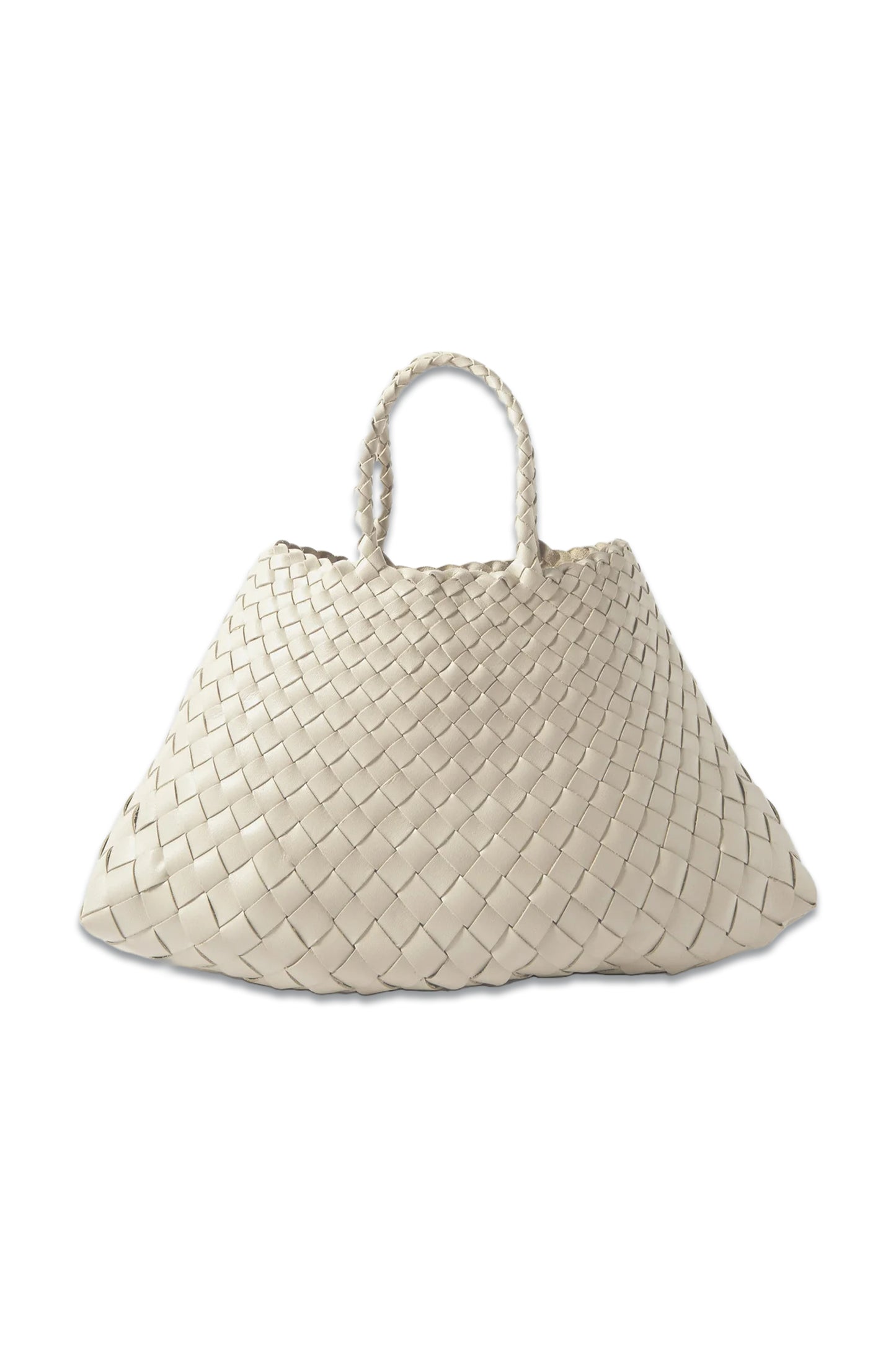 Santa Croce Small Woven-leather Tote Bag White