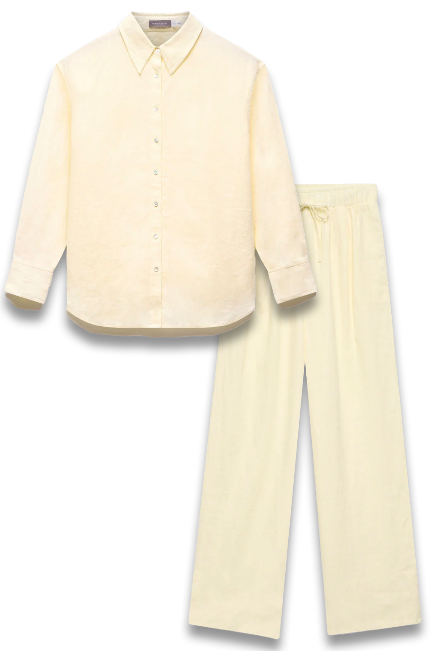 Yellow Linen Long Sleeve Shirt & Yellow Linen Wide Leg Trousers