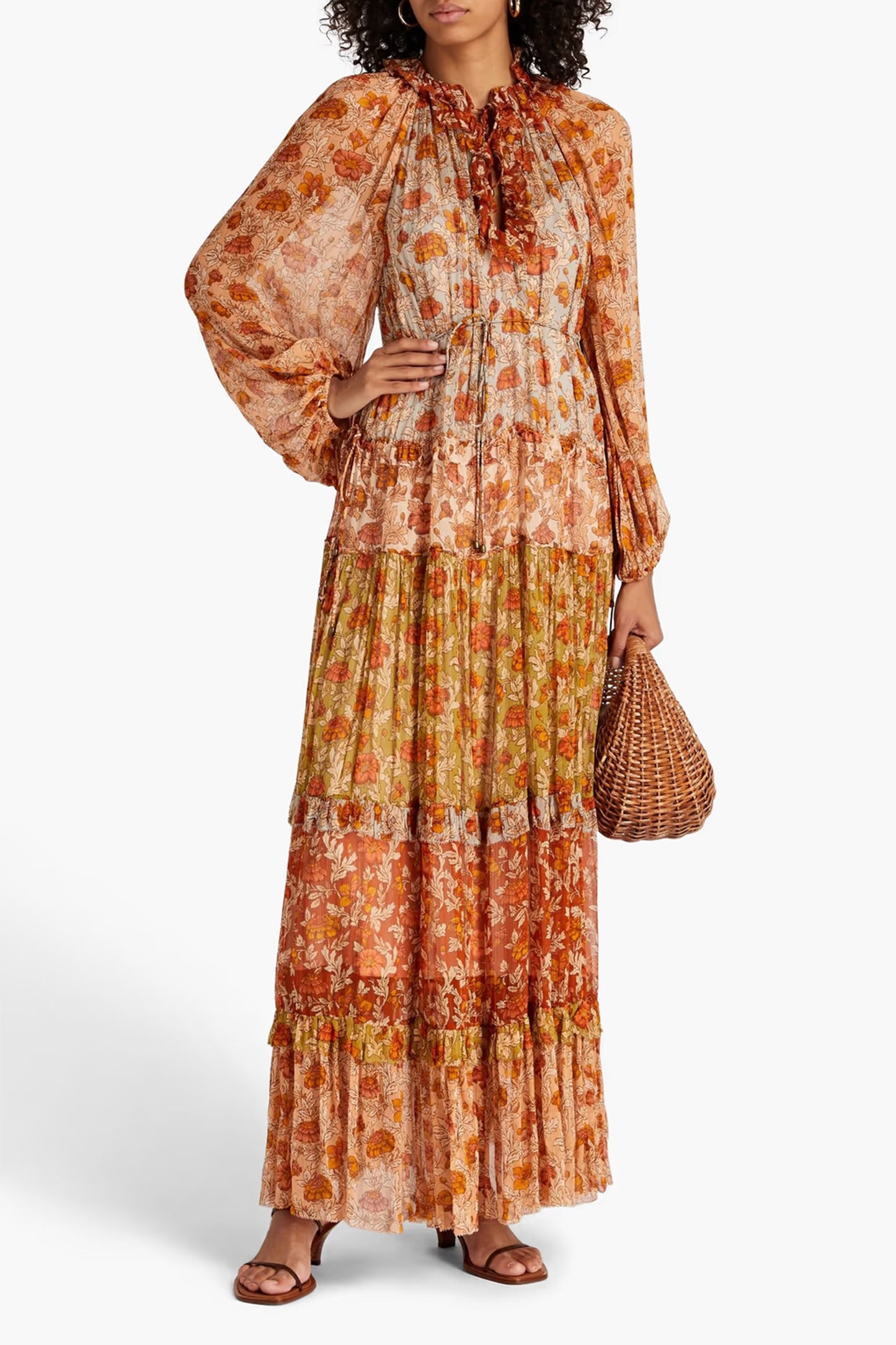 Tiered Floral-print Georgette Maxi Dress