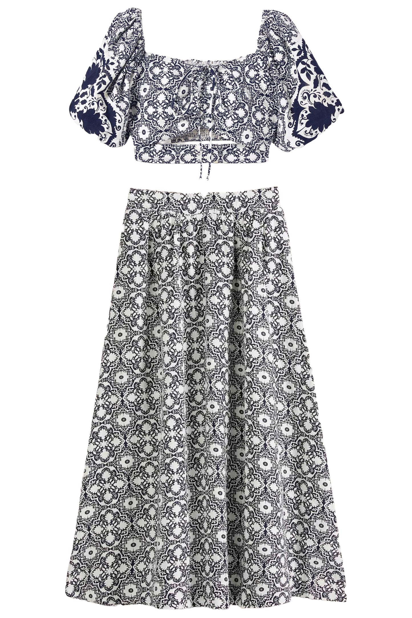 Halterneck Cut Out Crop Top And Midi Skirt