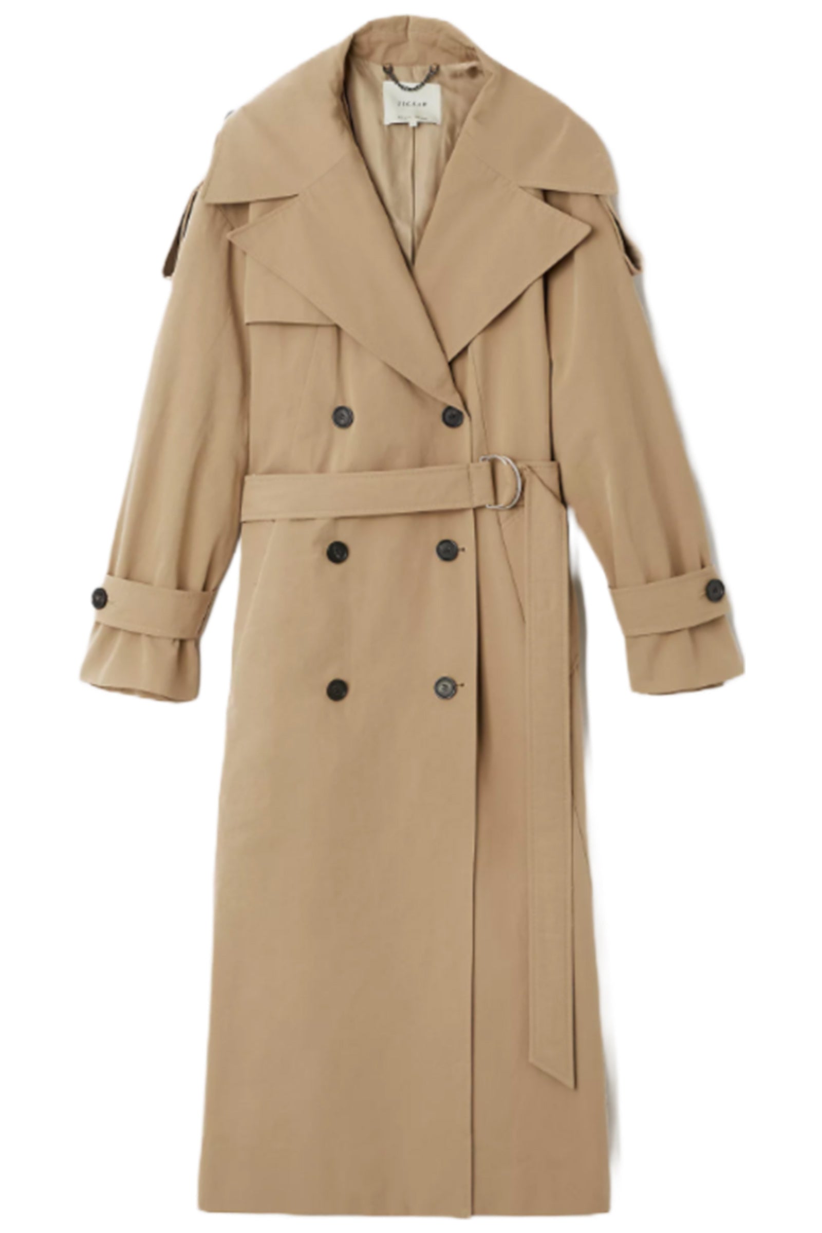 Drape Buttoned Trench Coat- Stone