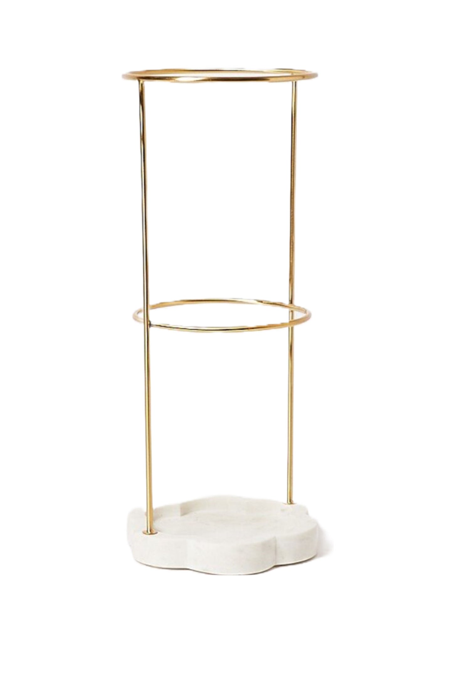 White Marble & Gold Metal Umbrella Stand