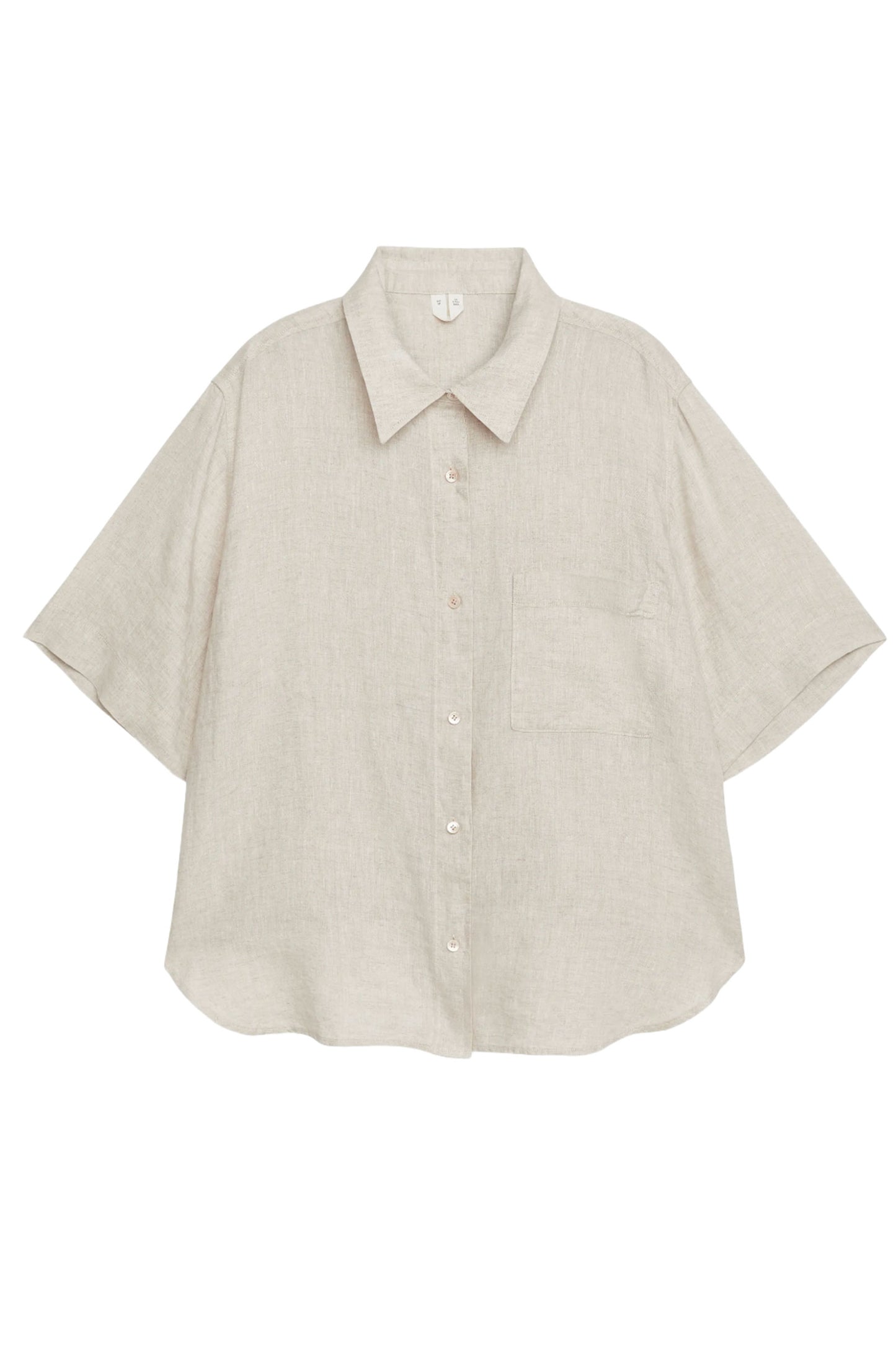 Beige Short-Sleeved Linen Shirt