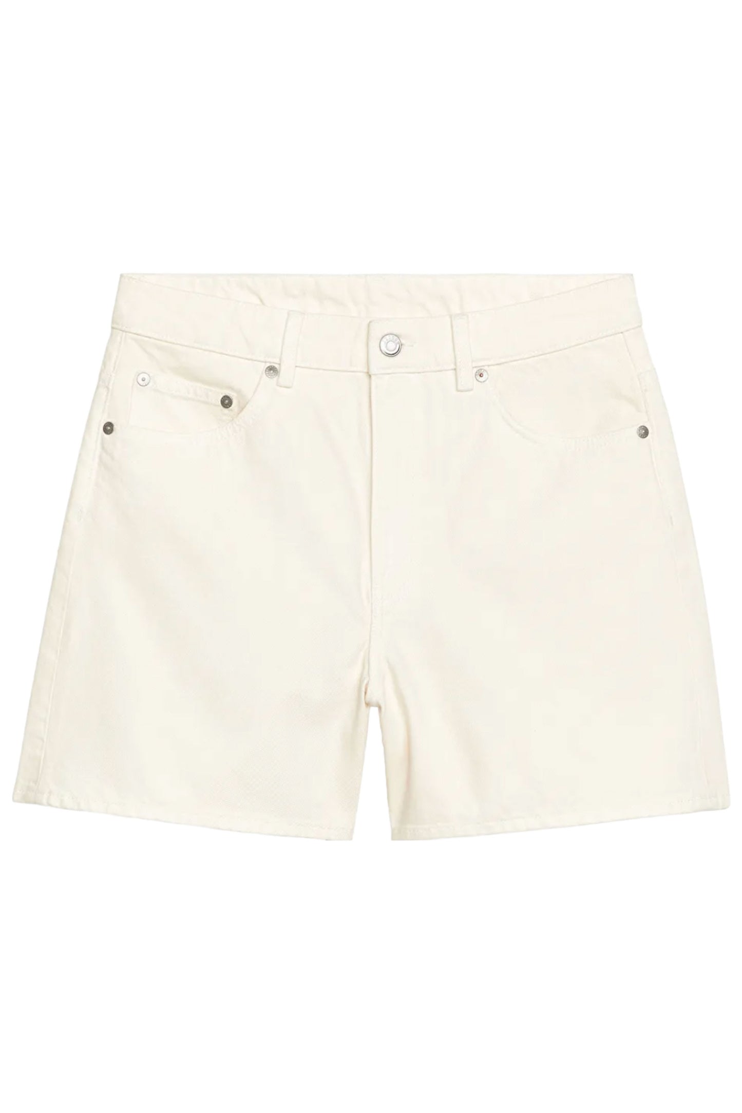Off White High Waist Non-Stretch Denim Shorts