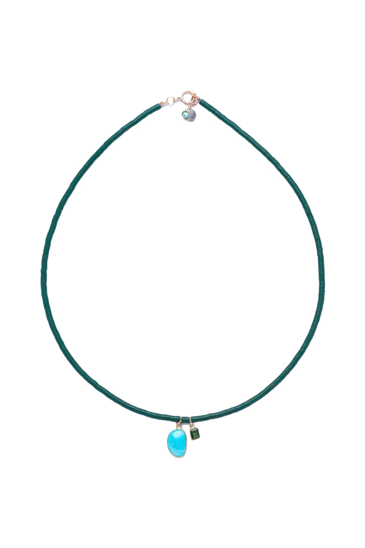 Turquoise, Green And Gold Necklace