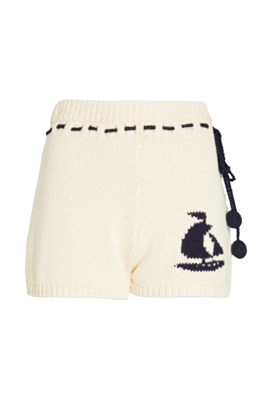 Intarsia Cotton Shorts
