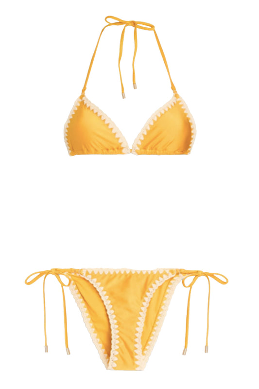 Crochet-trimmed Triangle Bikini