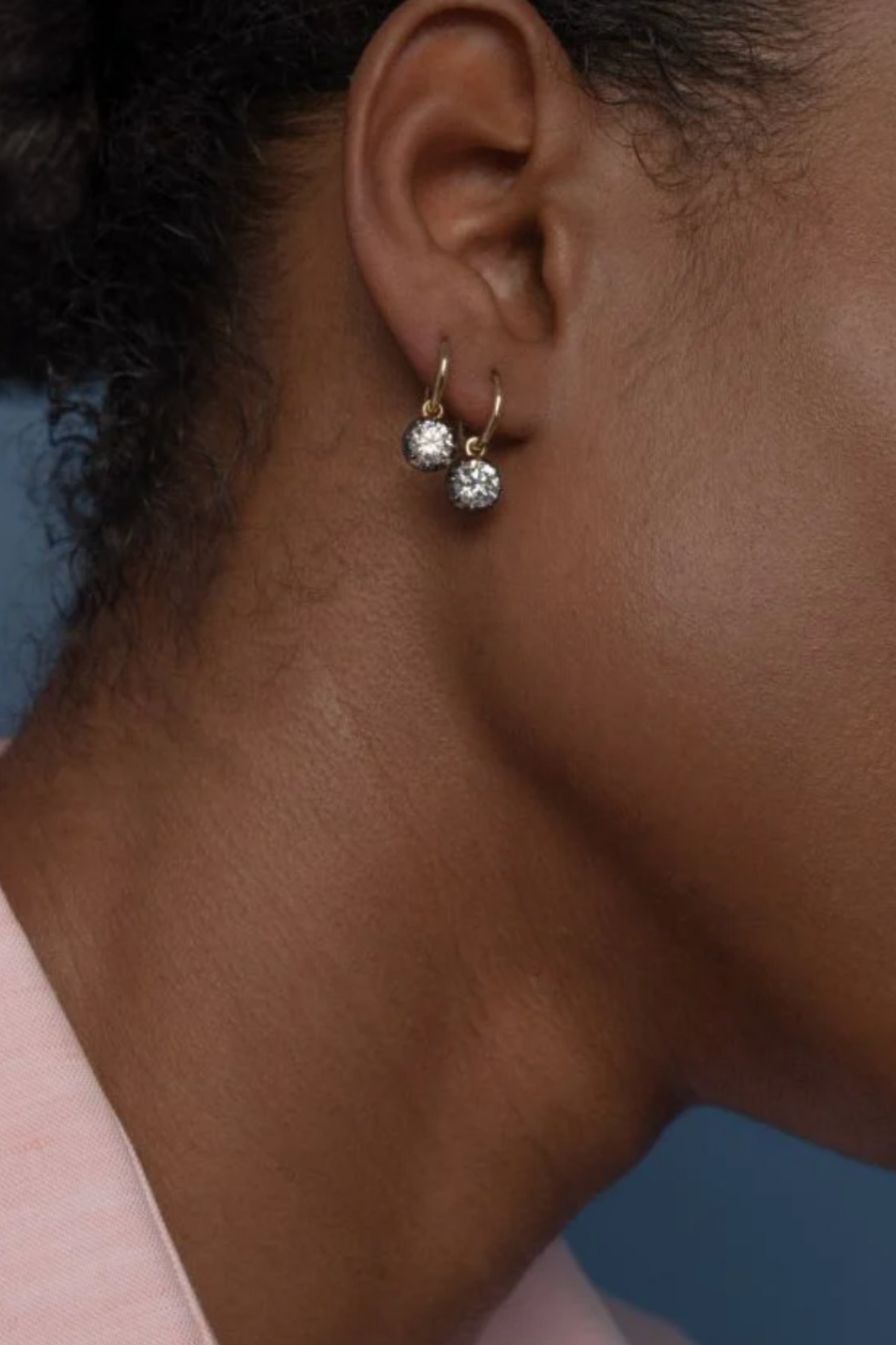 0.70ct Diamond & Blackened Gold Gypset Hoop Earrings