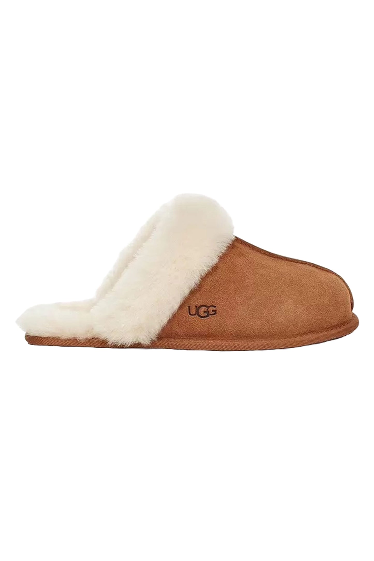 Scuffette Sheepskin and Suede Slippers, Chestnut