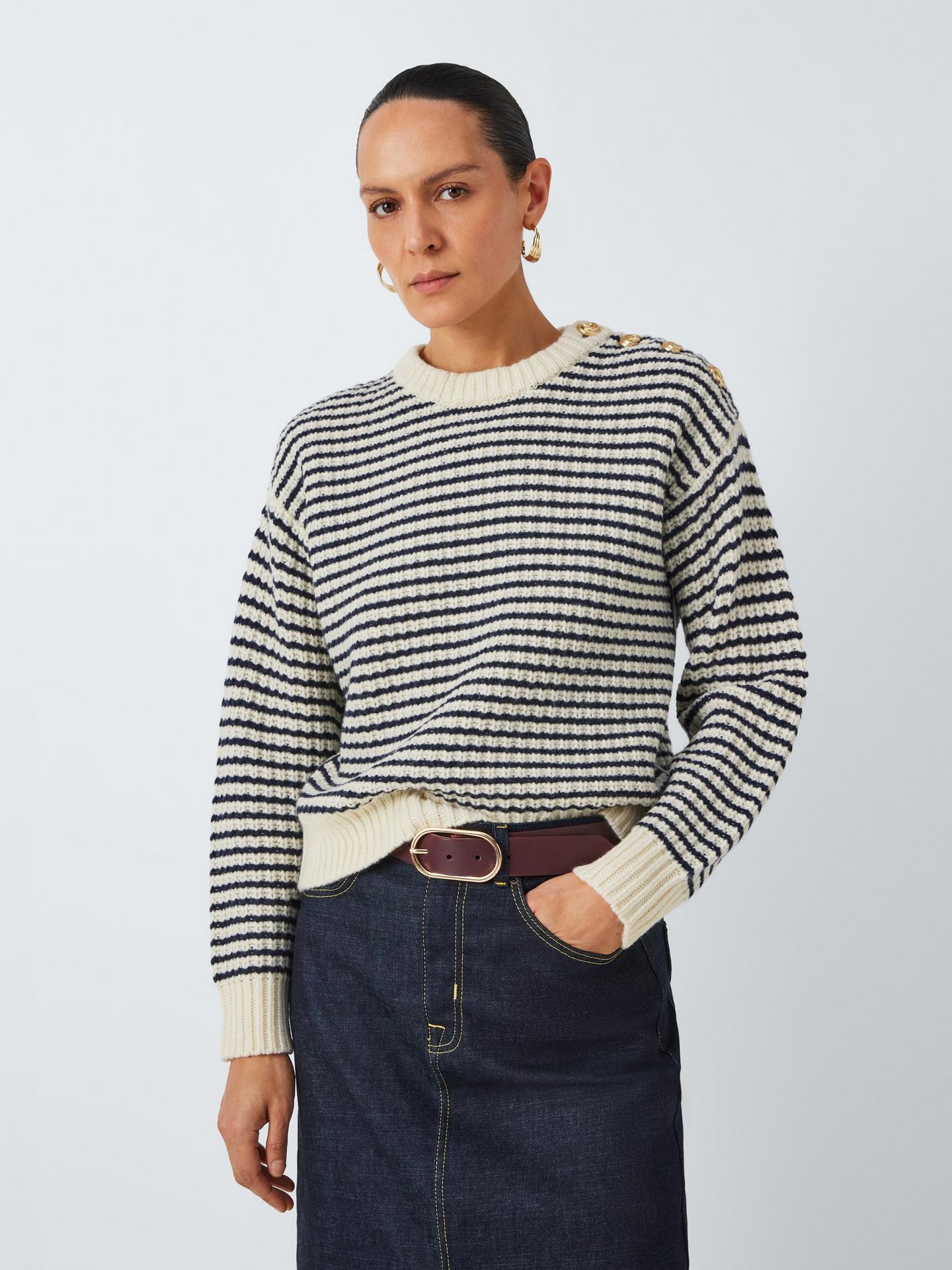 Striped Textured Wool Blend Knit Jumper