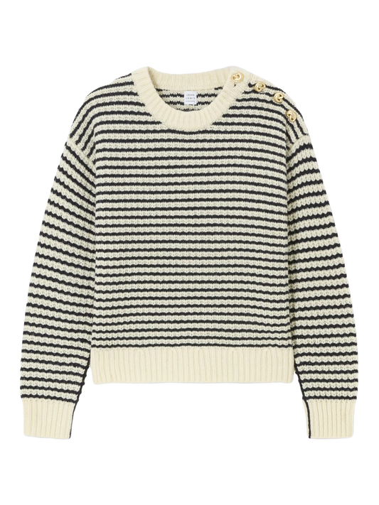 Striped Textured Wool Blend Knit Jumper
