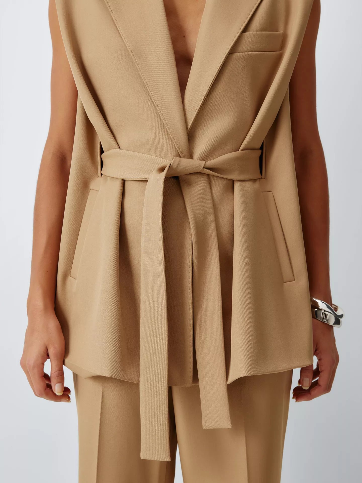 Tie Belt Cape Waistcoat, Camel