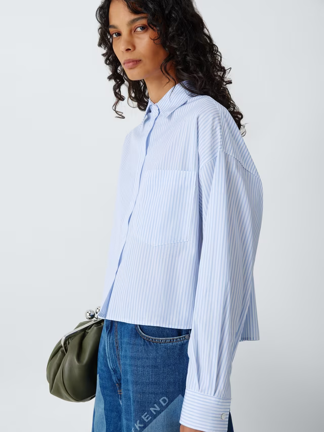Eden Cotton Stripe Shirt, Light Blue