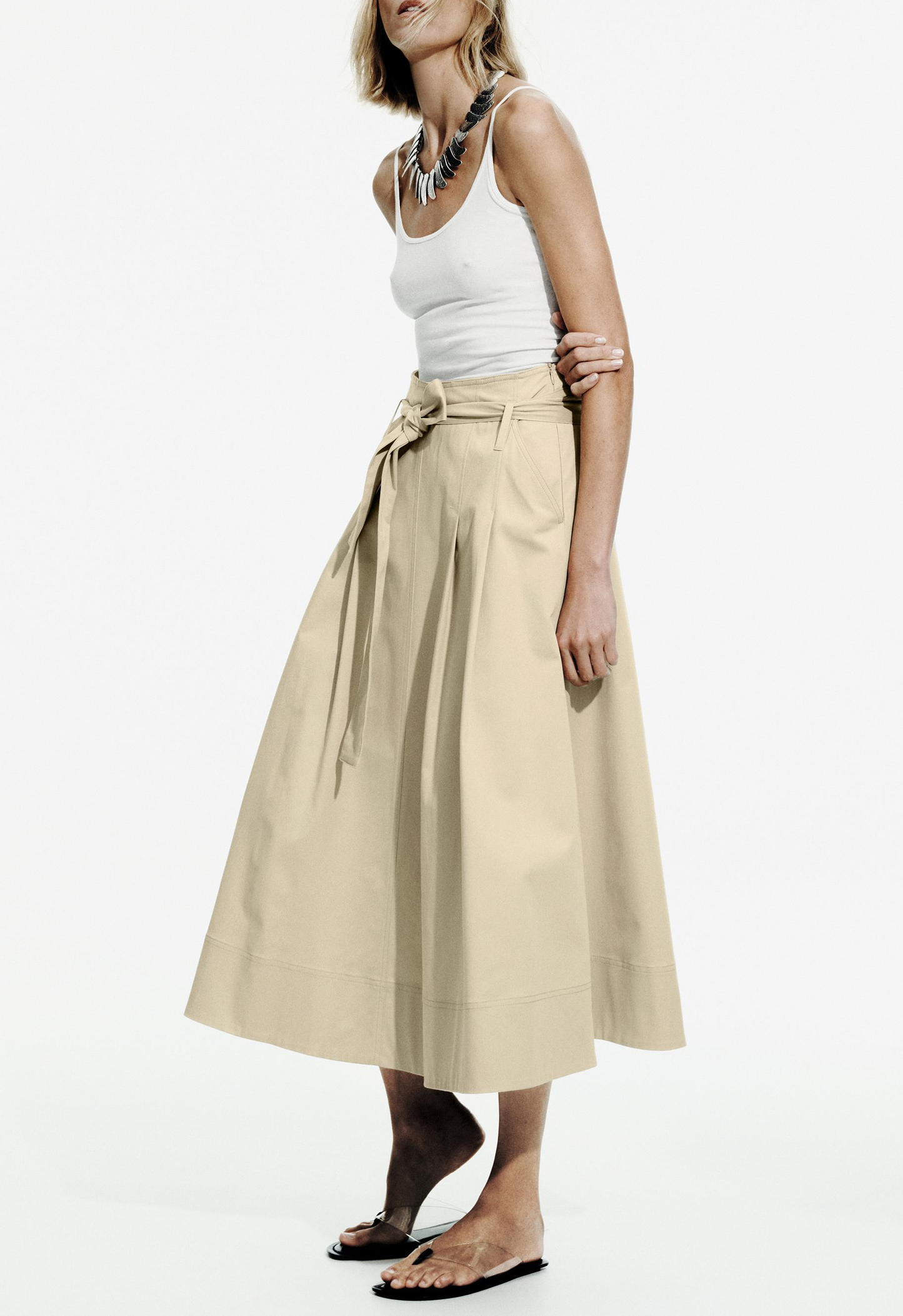 ZW Collection Belted Midi Skirt