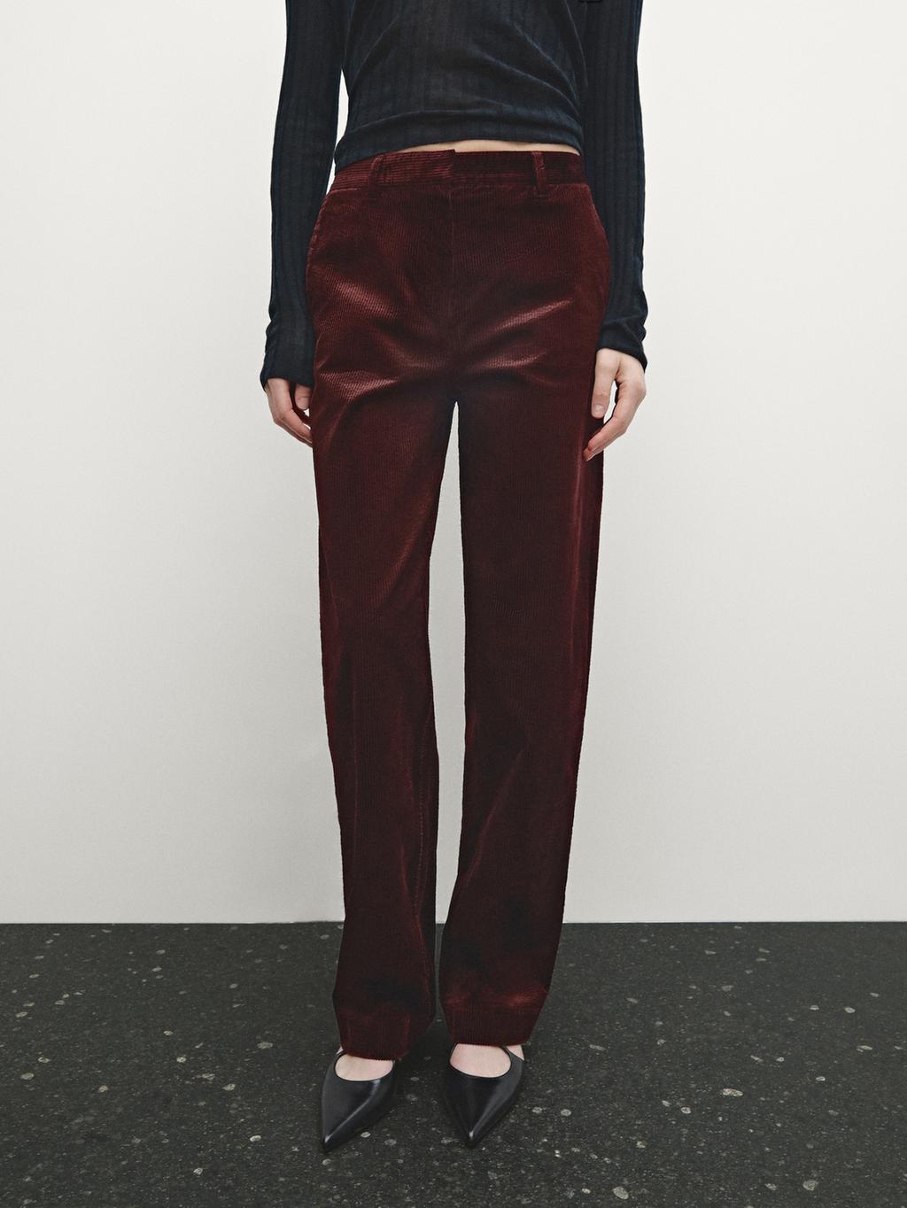 Relaxed Fit High-waist Corduroy Trousers