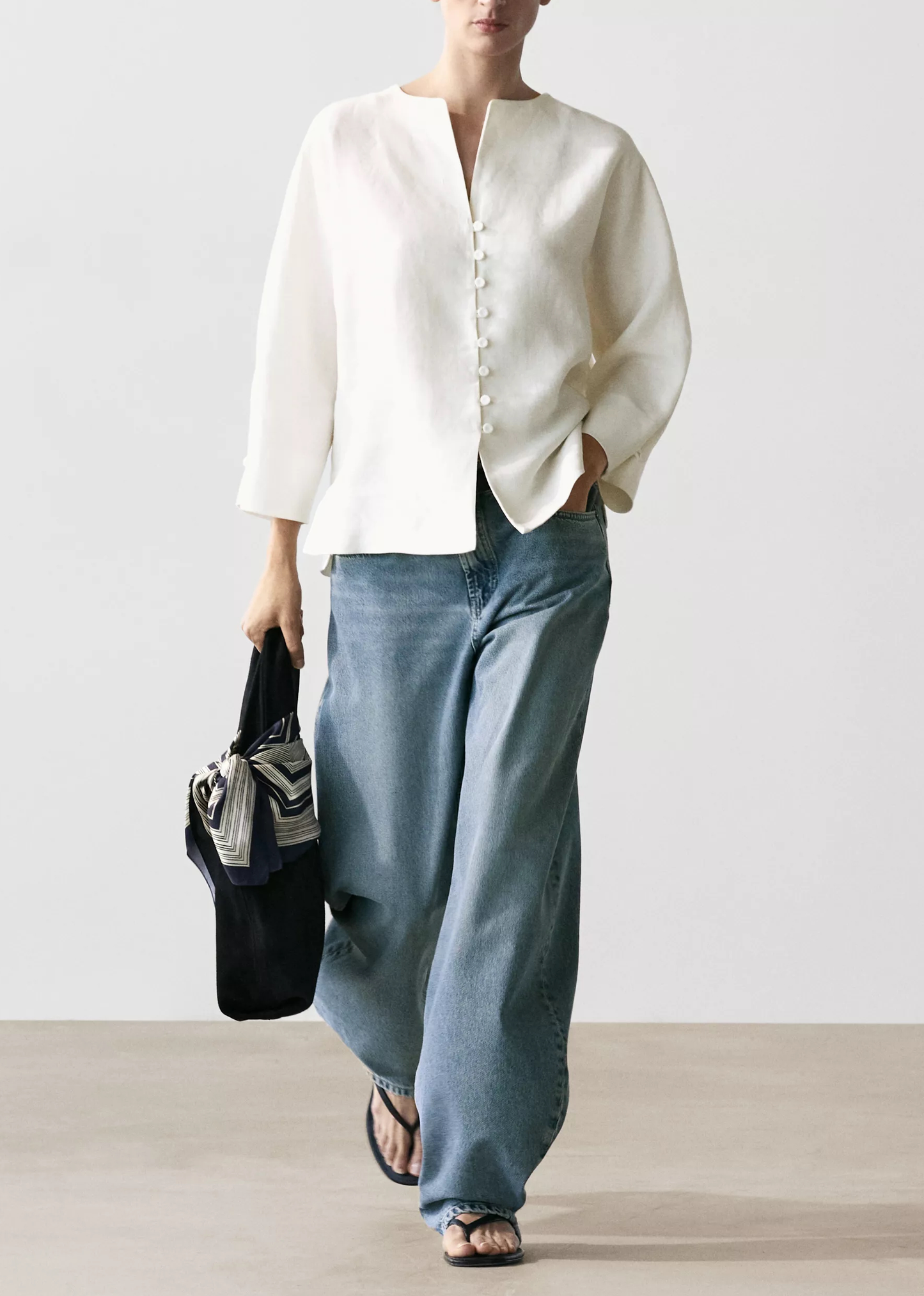 Linen Jacket with Button Details