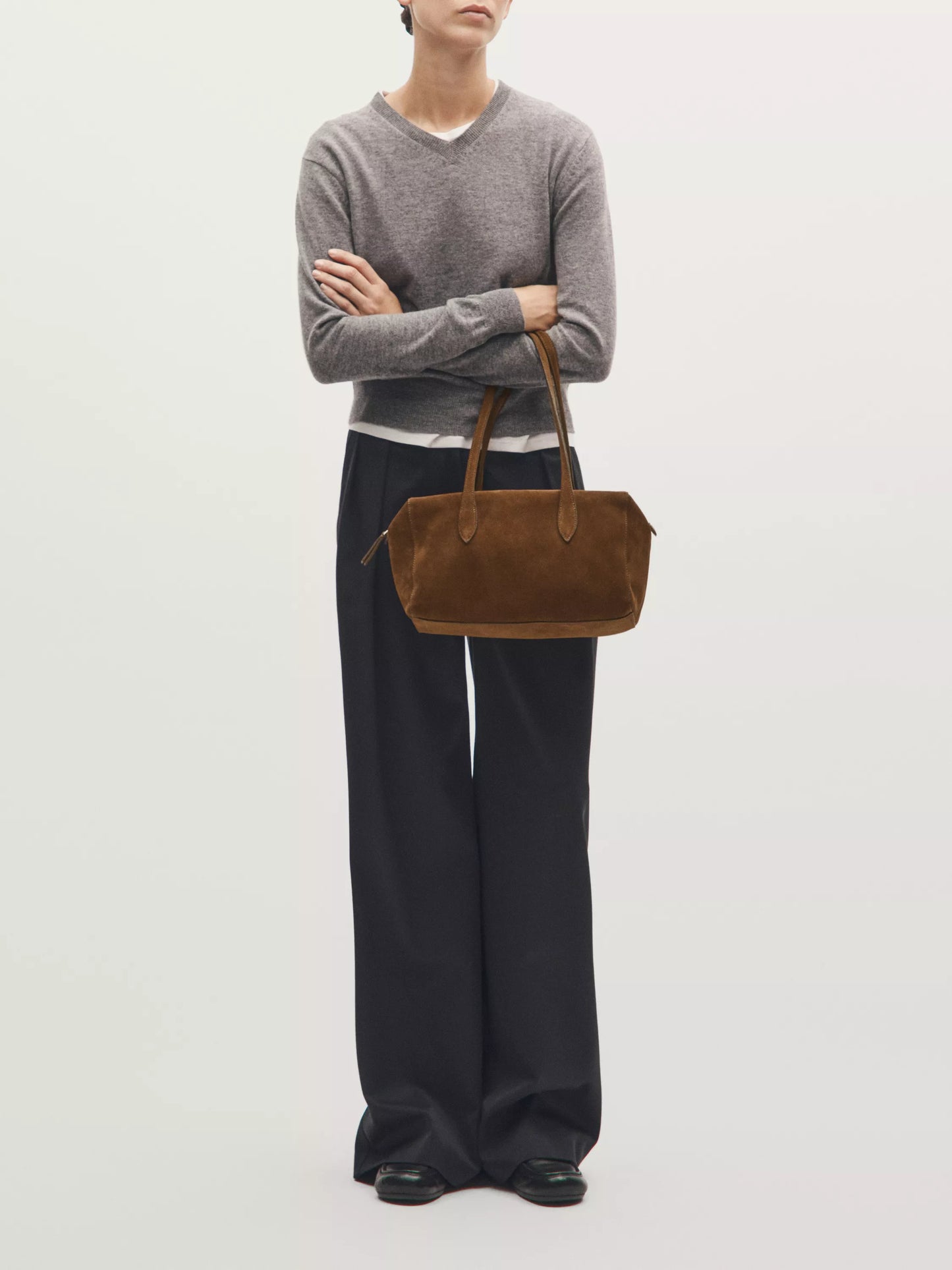 Split Suede Leather West Satchel Bag