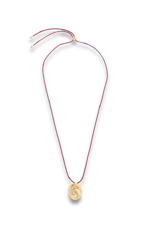 Burgundy Molten Abstract Cord Necklace