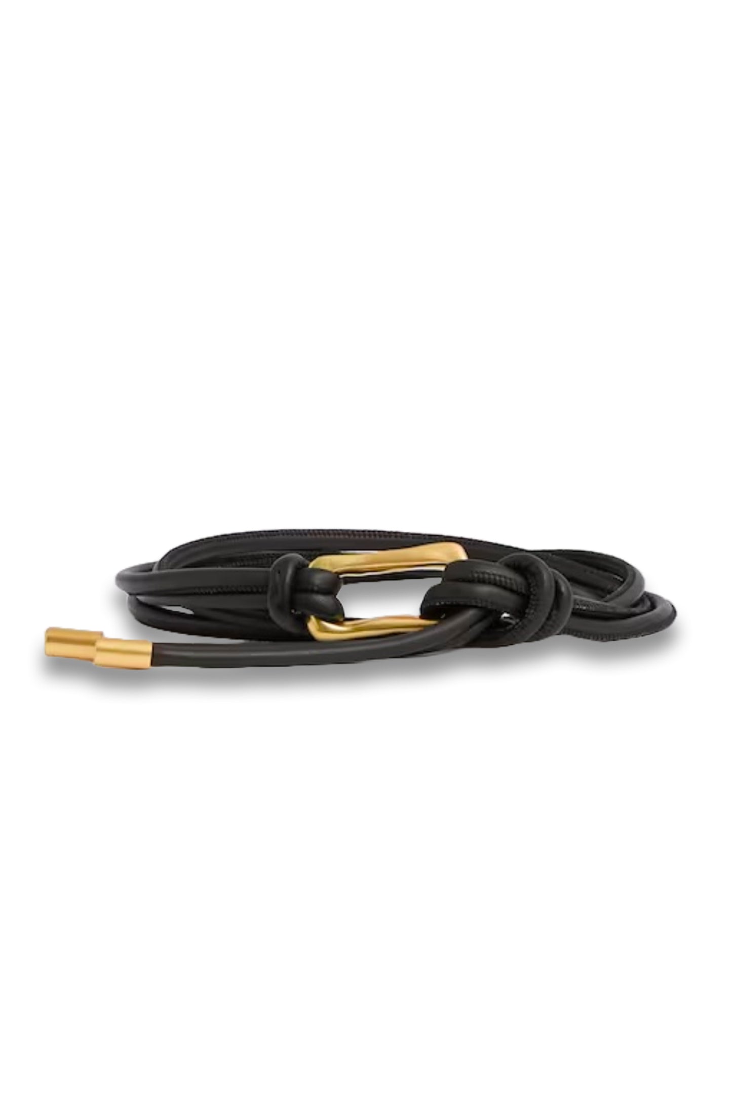 Sculpted Buckle Tubular Tie Belt in Black