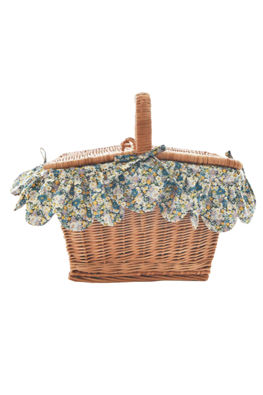 Rectangular Picnic Basket Made With Liberty Fabric LIBBY